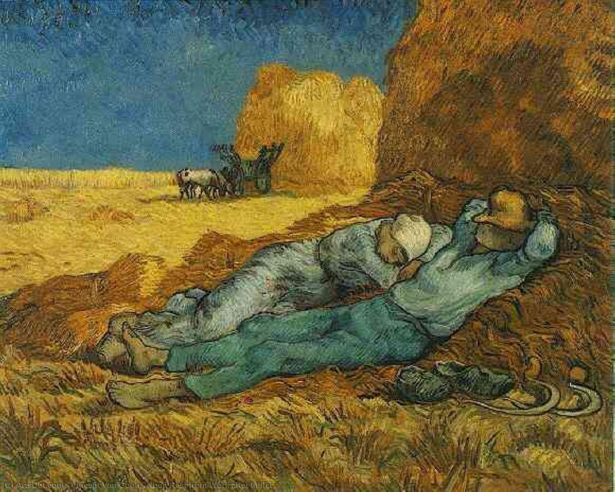 Order Paintings Reproductions Noon Rest from Work after Millet, 1890 by Vincent Van Gogh (1853-1890, Netherlands) | ArtsDot.com