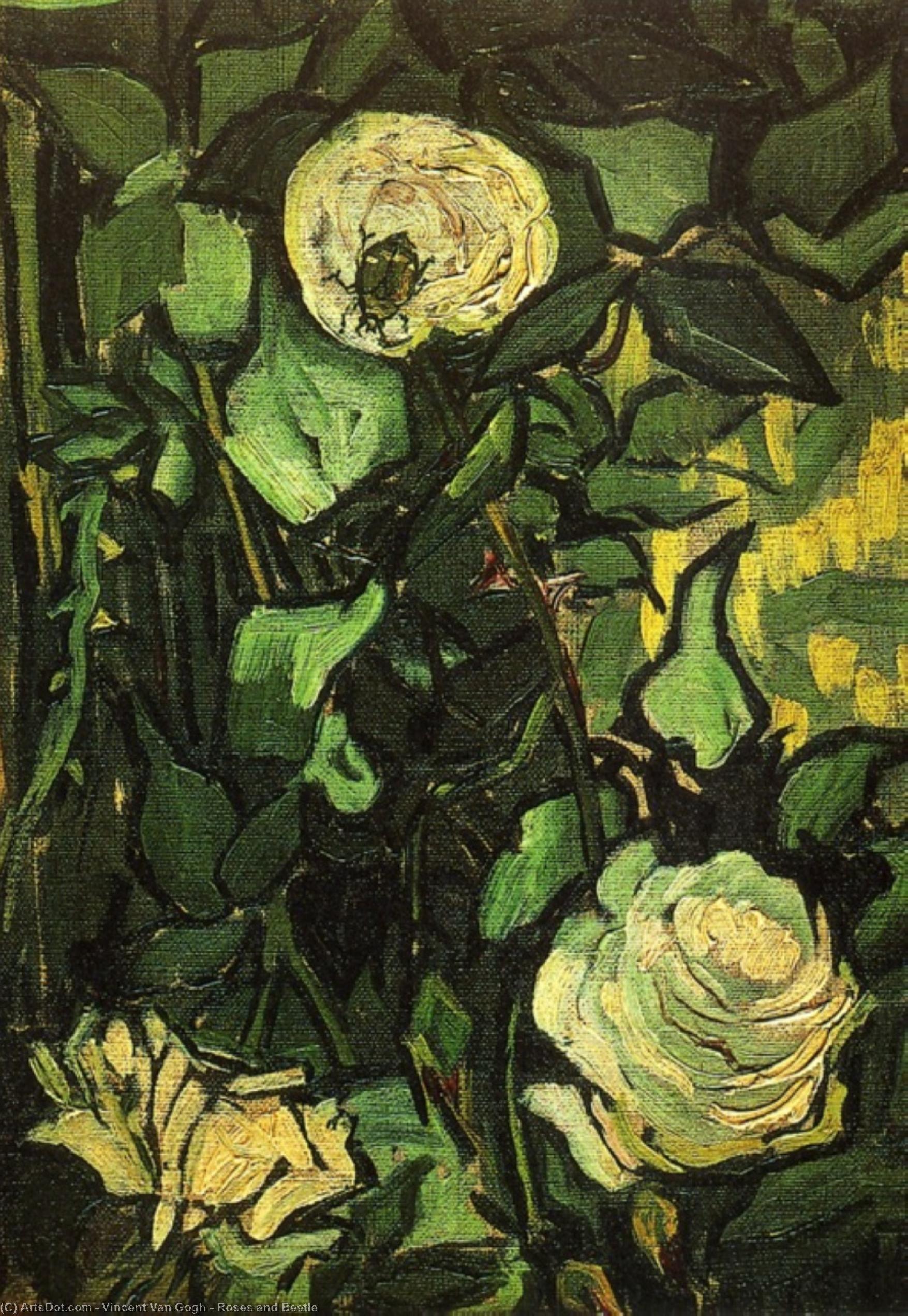 Buy Museum Art Reproductions Roses and Beetle, 1890 by Vincent Van Gogh (1853-1890, Netherlands) | ArtsDot.com