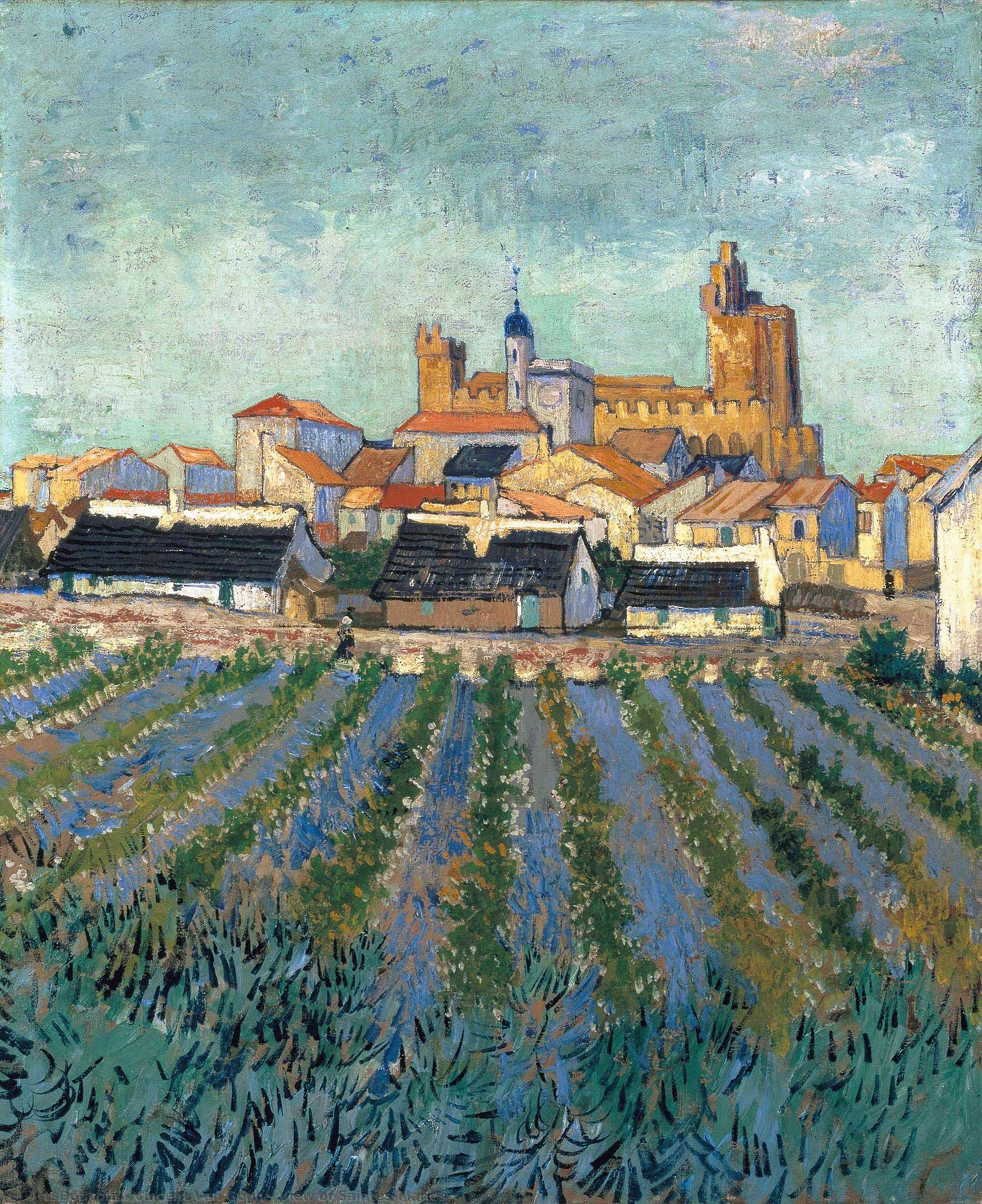 Achat Reproductions De Peintures Vue sur Saintes-Maries, 1888 de Vincent Van Gogh (1853-1890, Netherlands) | ArtsDot.com