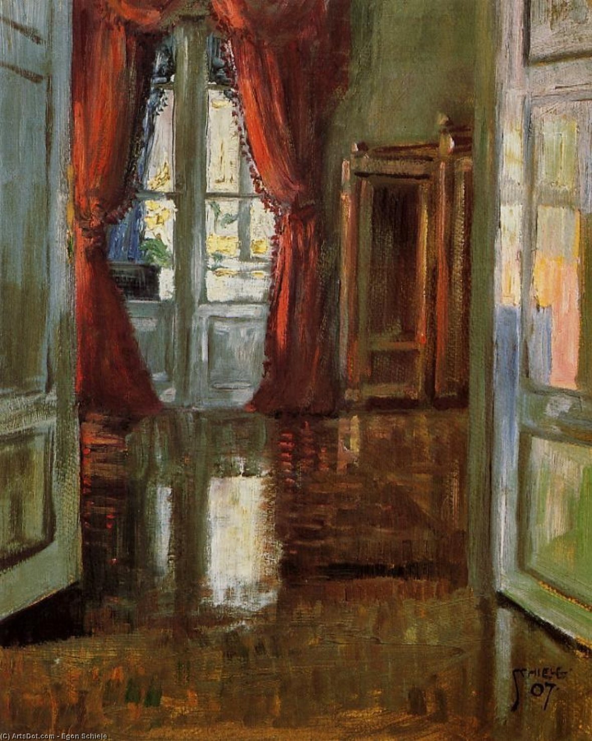 Achat Réplique De Peinture Vue sur l`appartement de Léopold et Marie Czihaczek, 1907 de Egon Schiele (1890-1918, Croatia) | ArtsDot.com