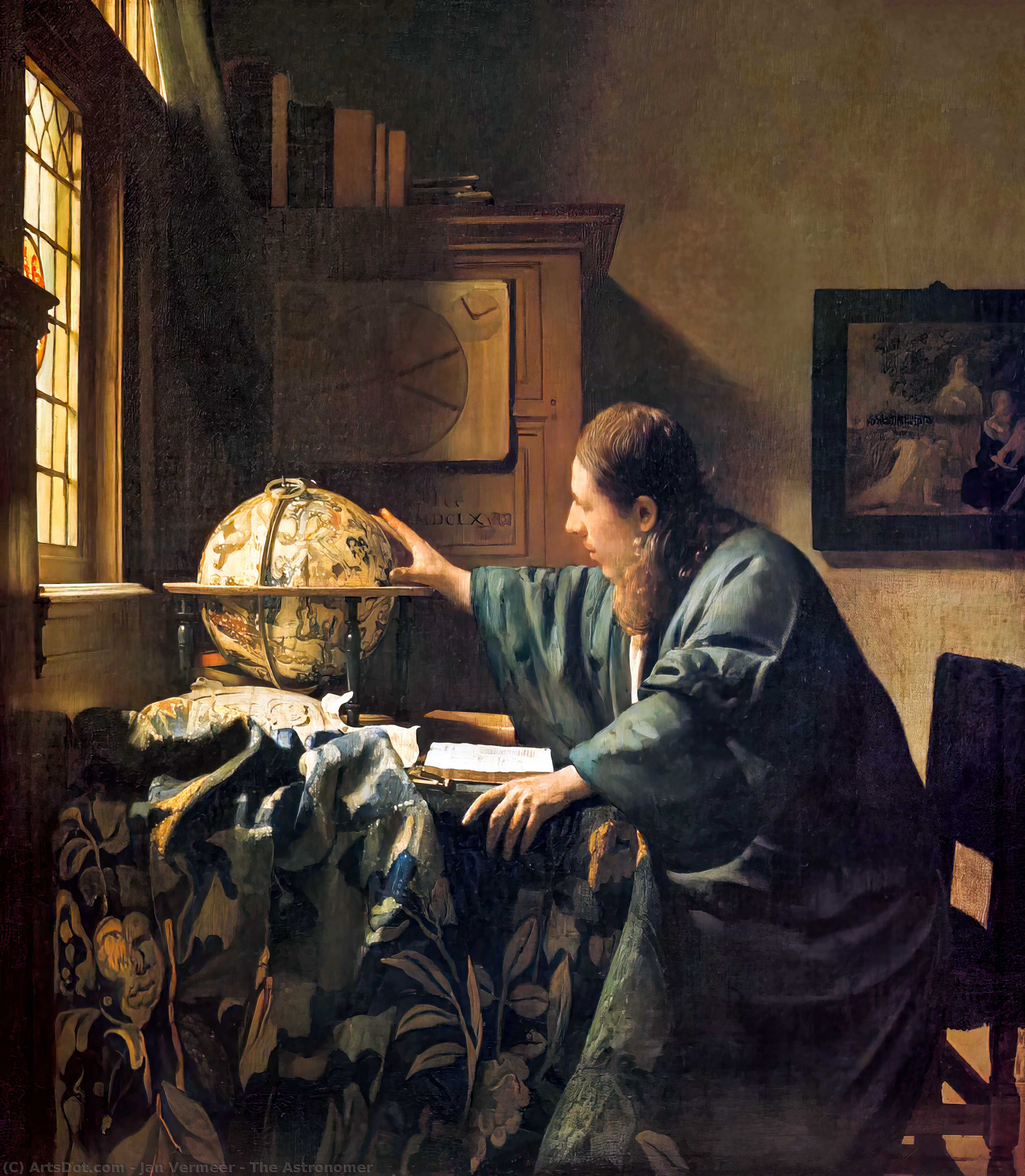 顺序 畫複製 天文学家, 1668 通过 Johannes Vermeer (1632-1675, Netherlands) | ArtsDot.com