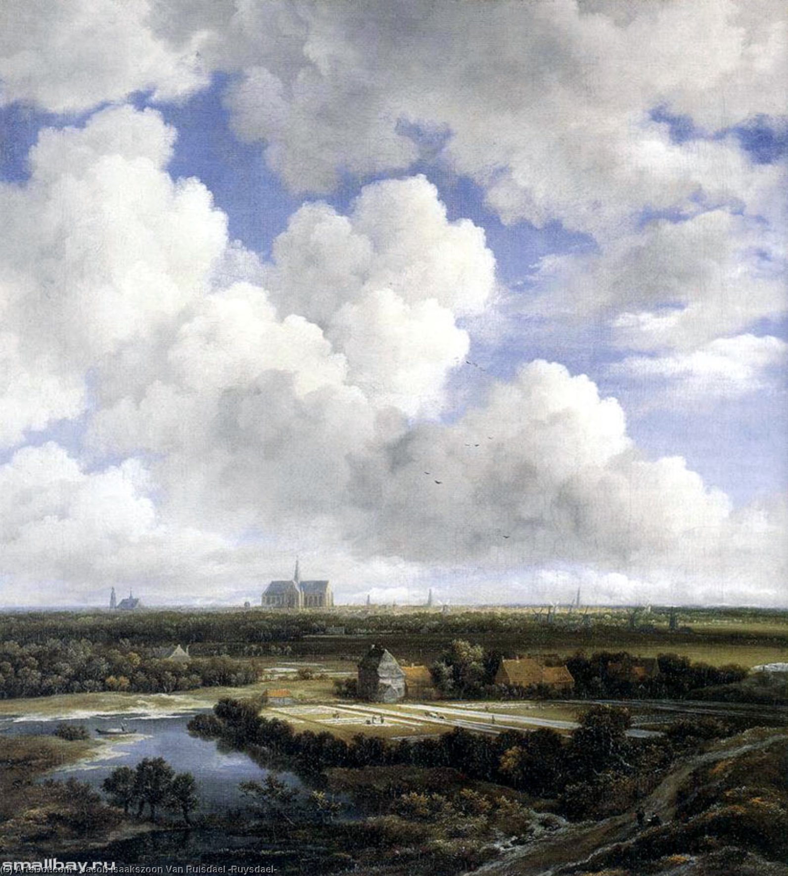 顺序 藝術再現 Haarlem 有弹出地的视图 通过 Jacob Isaakszoon Van Ruisdael (Ruysdael) (1629-1682, Netherlands) | ArtsDot.com