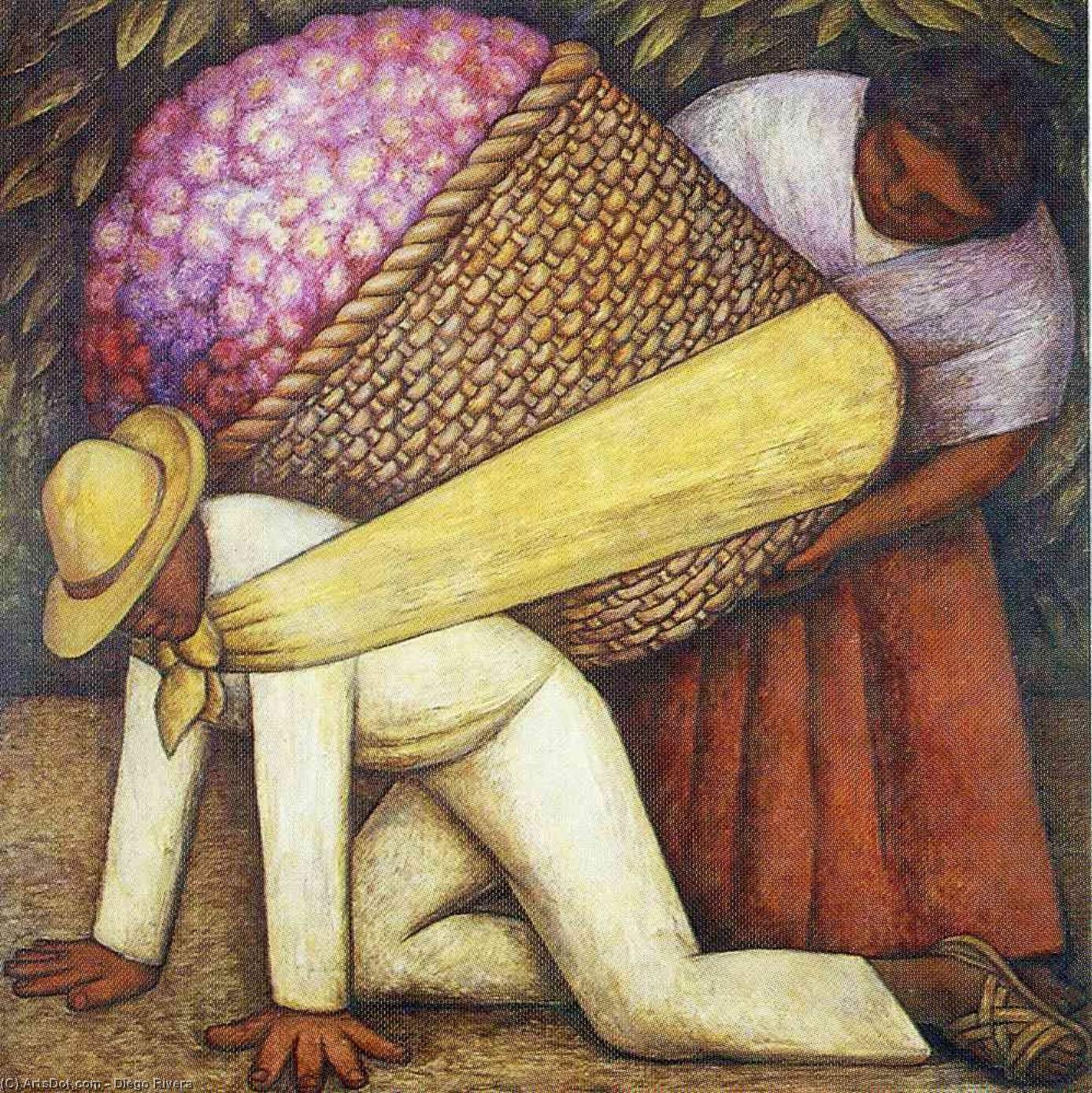 Ordinare Riproduzioni D'arte Il Portafiori, 1935 di Diego Rivera (Ispirato da) (1886-1957, Mexico) | ArtsDot.com