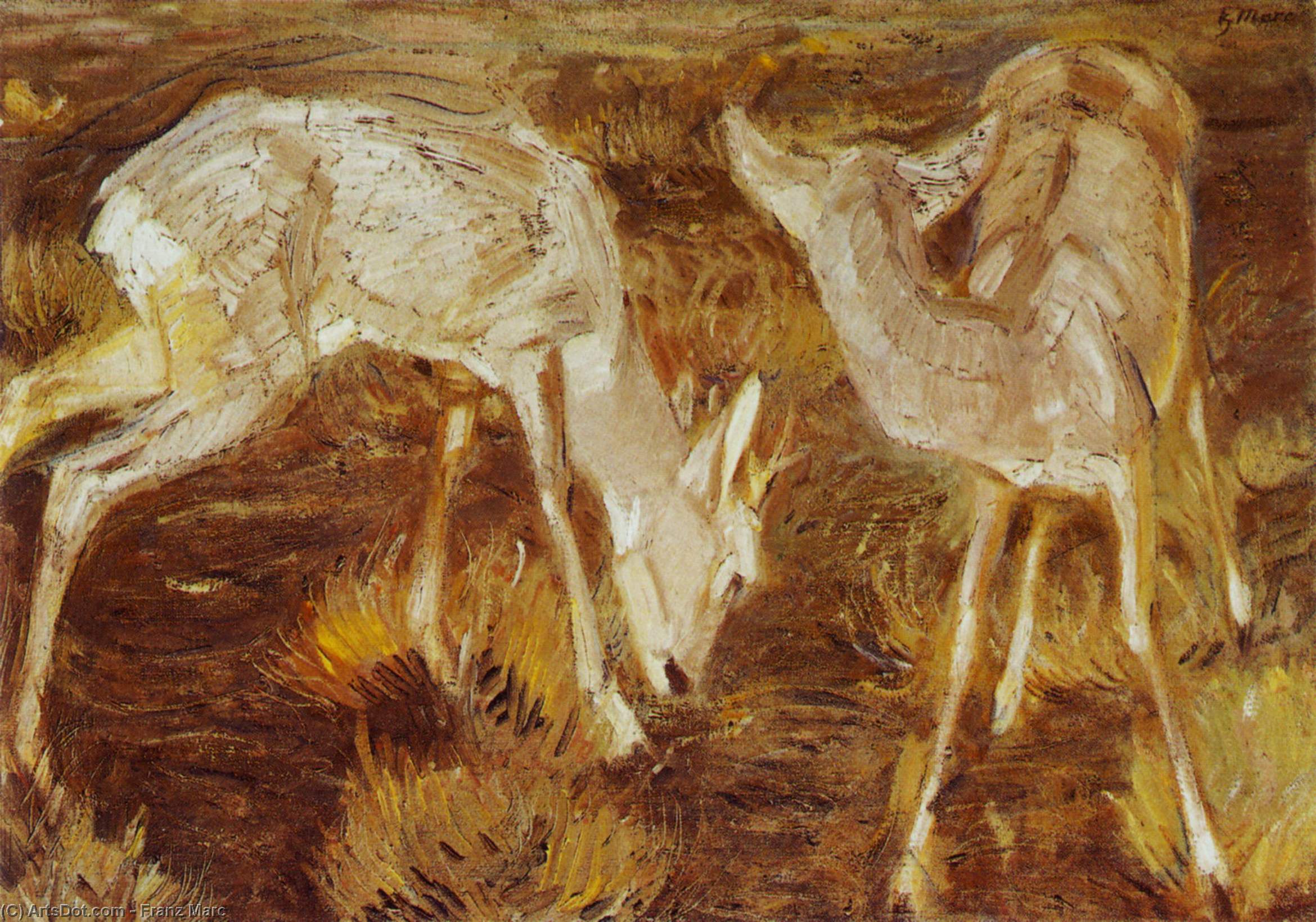 Order Art Reproductions Deer at Dusk, 1909 by Franz Marc (1880-1916, Germany) | ArtsDot.com