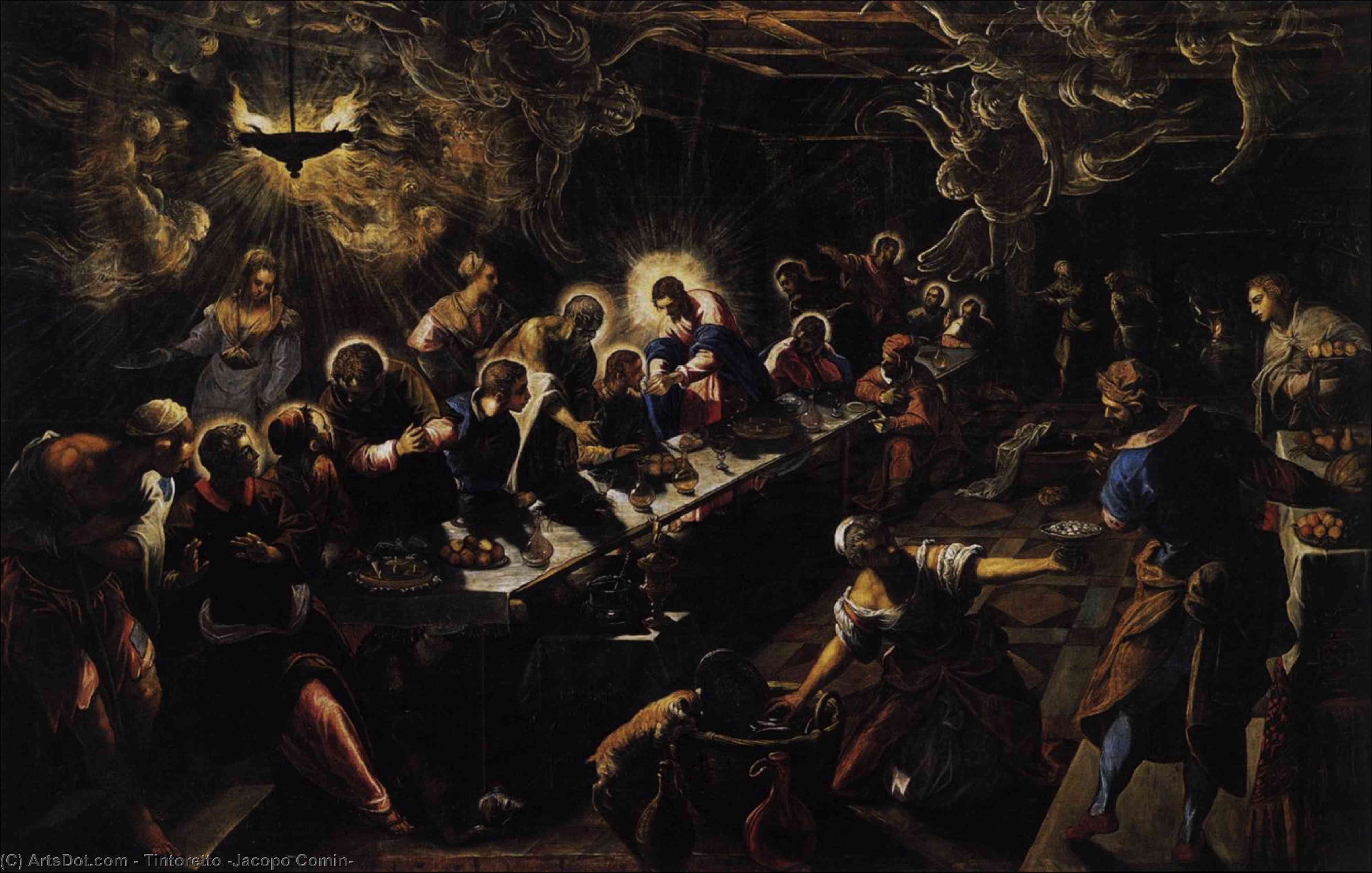 Order Oil Painting Replica The Last Supper, 1594 by Tintoretto (Jacopo Comin) (1518-1594, Italy) | ArtsDot.com