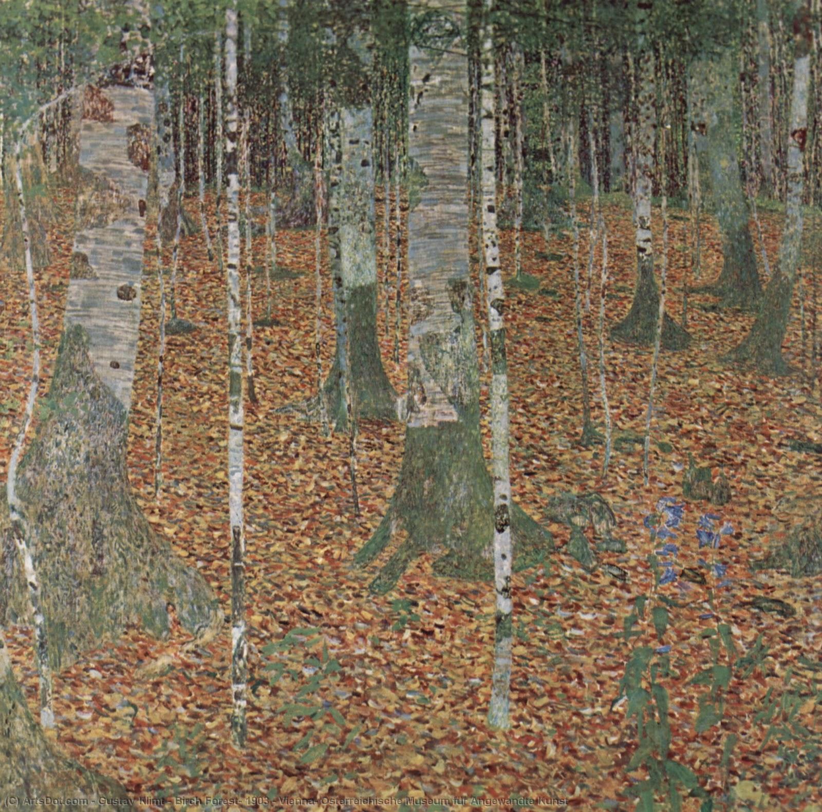 顺序 手工油畫 Birch Forest, 1903年 - 维也纳, Osterreichische Museum für Angewandte Kunst, 1903 通过 Gustave Klimt (1862-1918, Austria) | ArtsDot.com