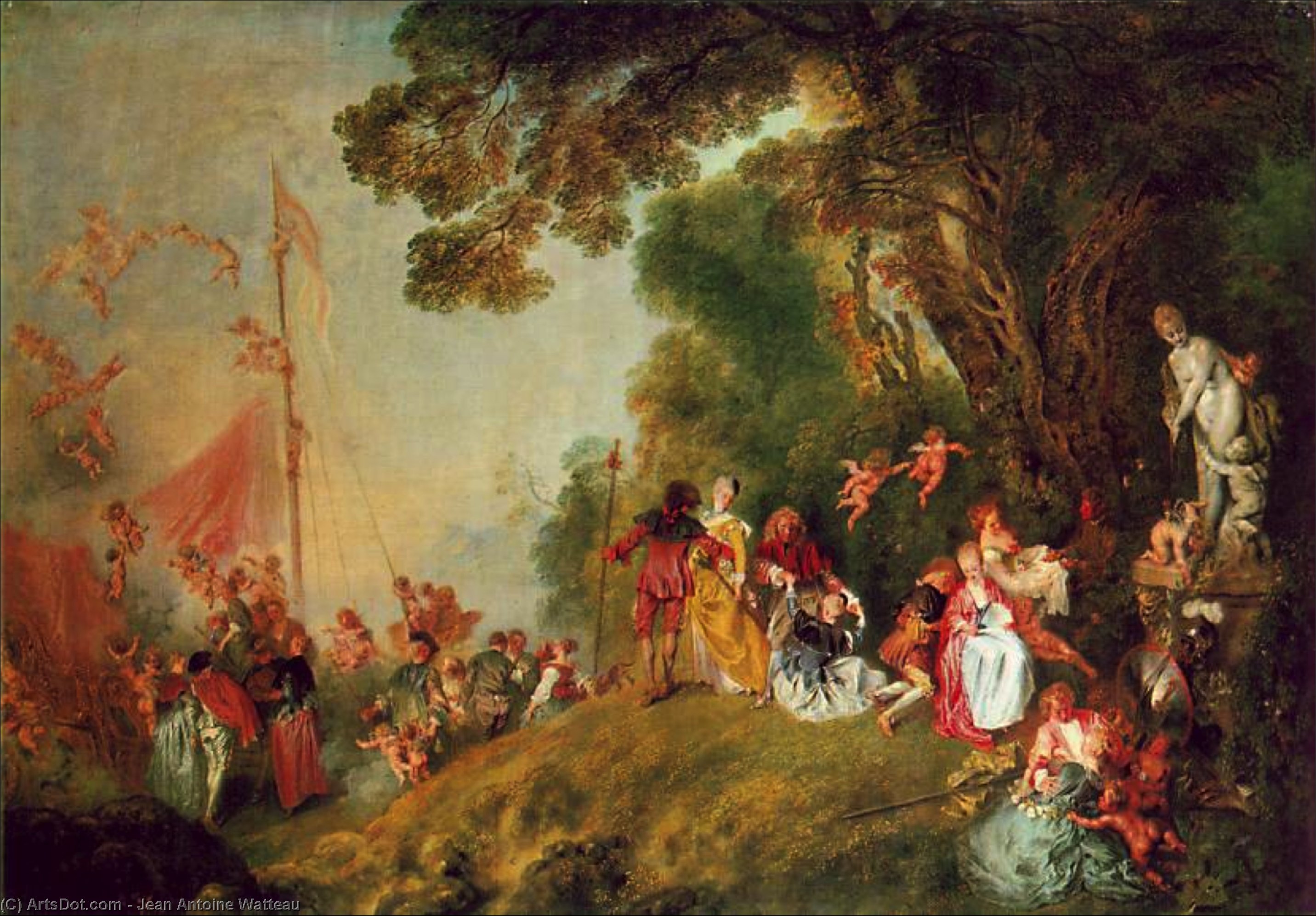 顺序 手工油畫 朝拜锡太拉, 1717 通过 Jean Antoine Watteau (1684-1721, France) | ArtsDot.com