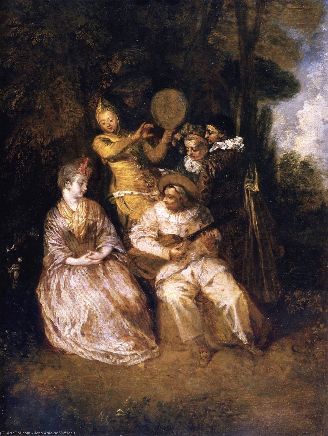 Order Oil Painting Replica The Italian Serenade, 1718 by Jean Antoine Watteau (1684-1721, France) | ArtsDot.com