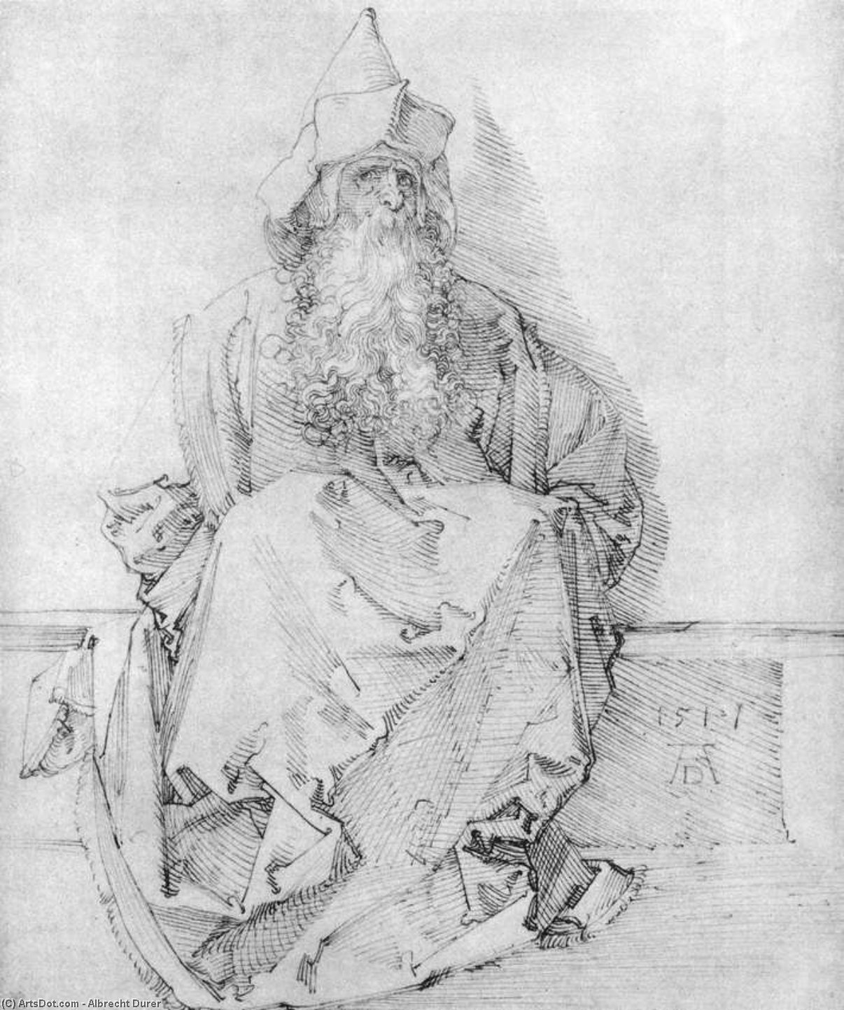 Order Artwork Replica Seated Prophet, 1517 by Albrecht Durer (1471-1528, Italy) | ArtsDot.com