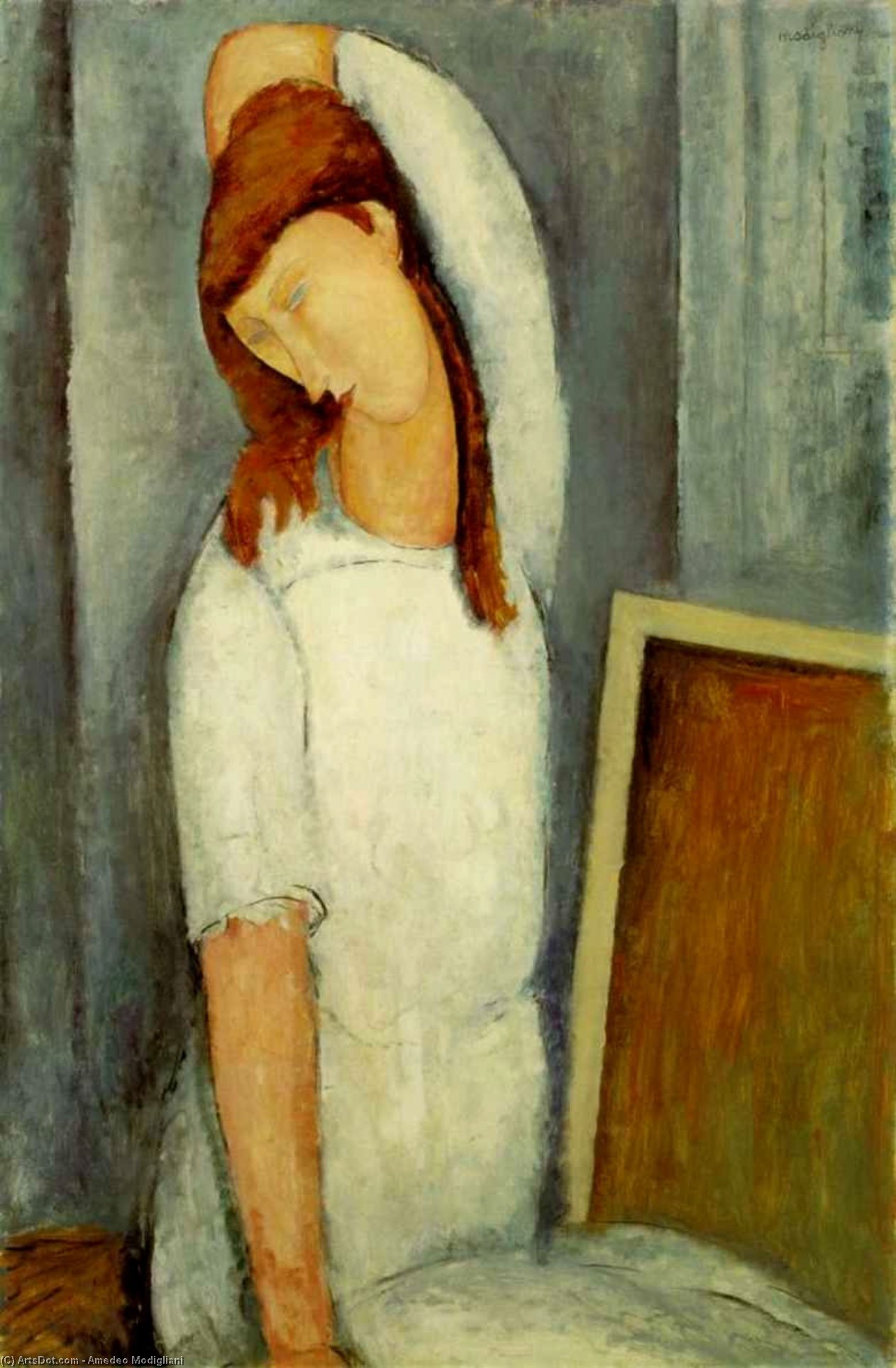 Compra Riproduzioni D'arte Del Museo Ritratto di Jeanne Hebuterne, braccio sinistro dietro la testa, 1919 di Amedeo Modigliani | ArtsDot.com