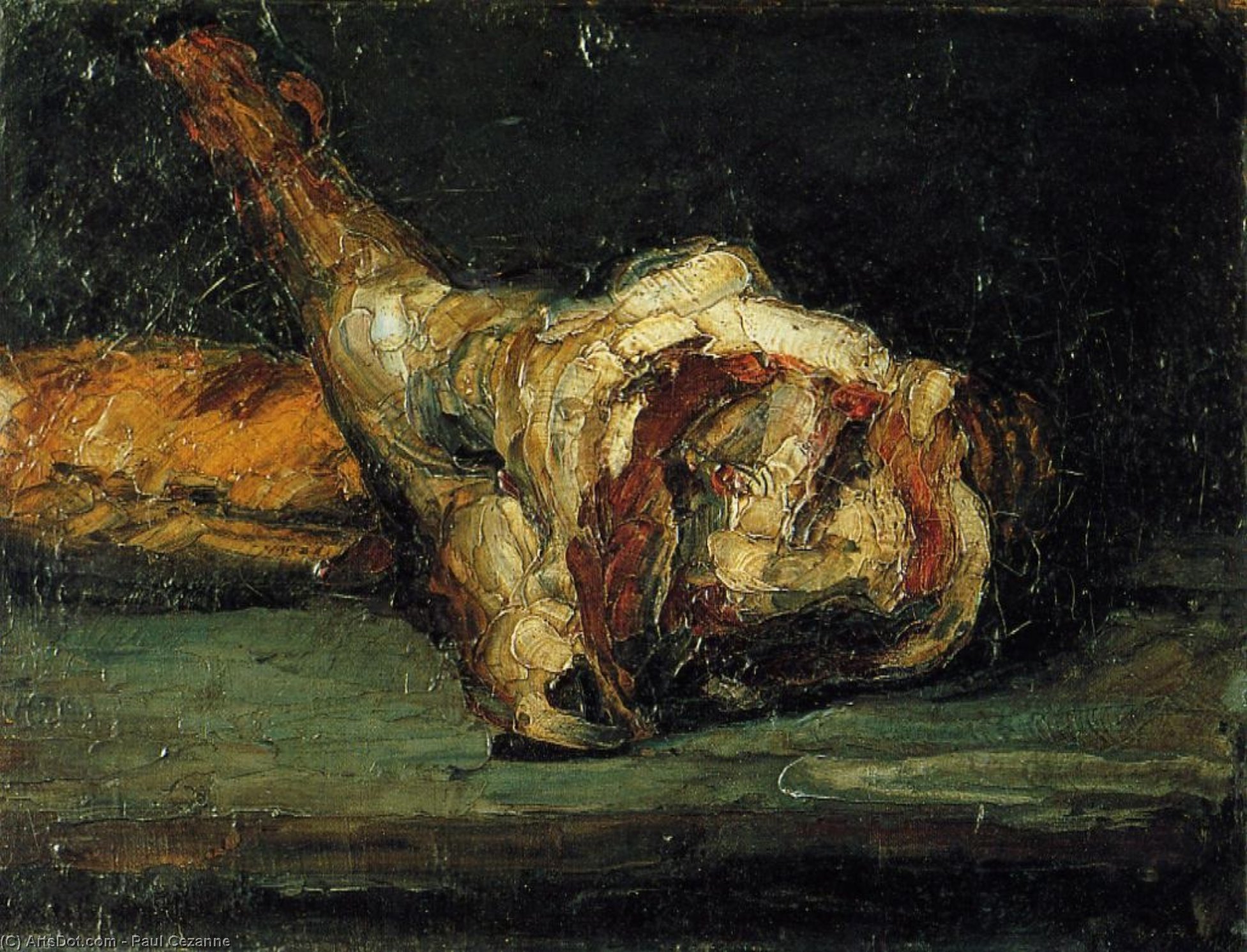 Order Oil Painting Replica Still Life Bread and Leg of Lamb, 1866 by Paul Cezanne (1839-1906, France) | ArtsDot.com