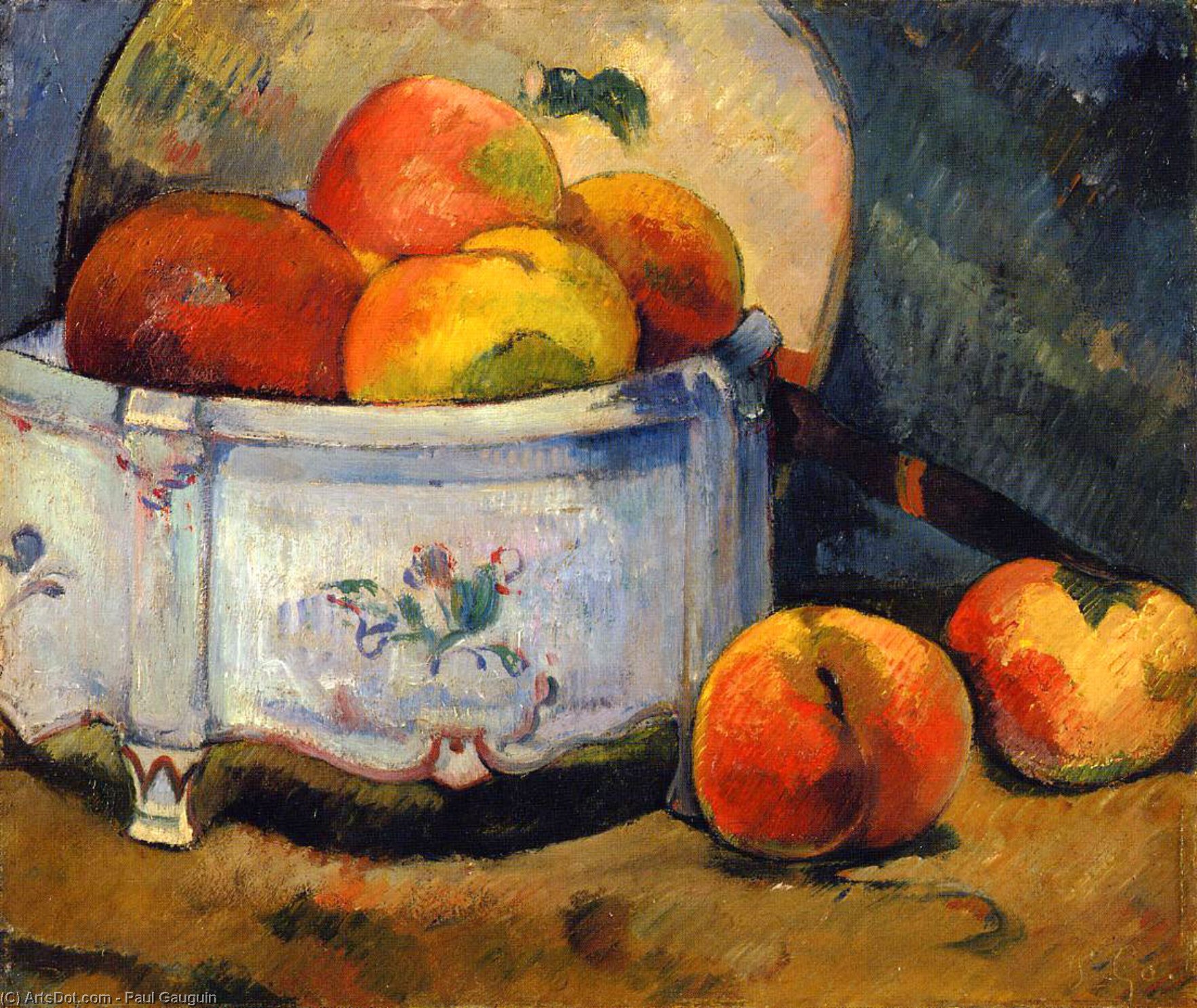 Order Art Reproductions Still Life with Peaches, 1889 by Paul Gauguin (1848-1903, France) | ArtsDot.com