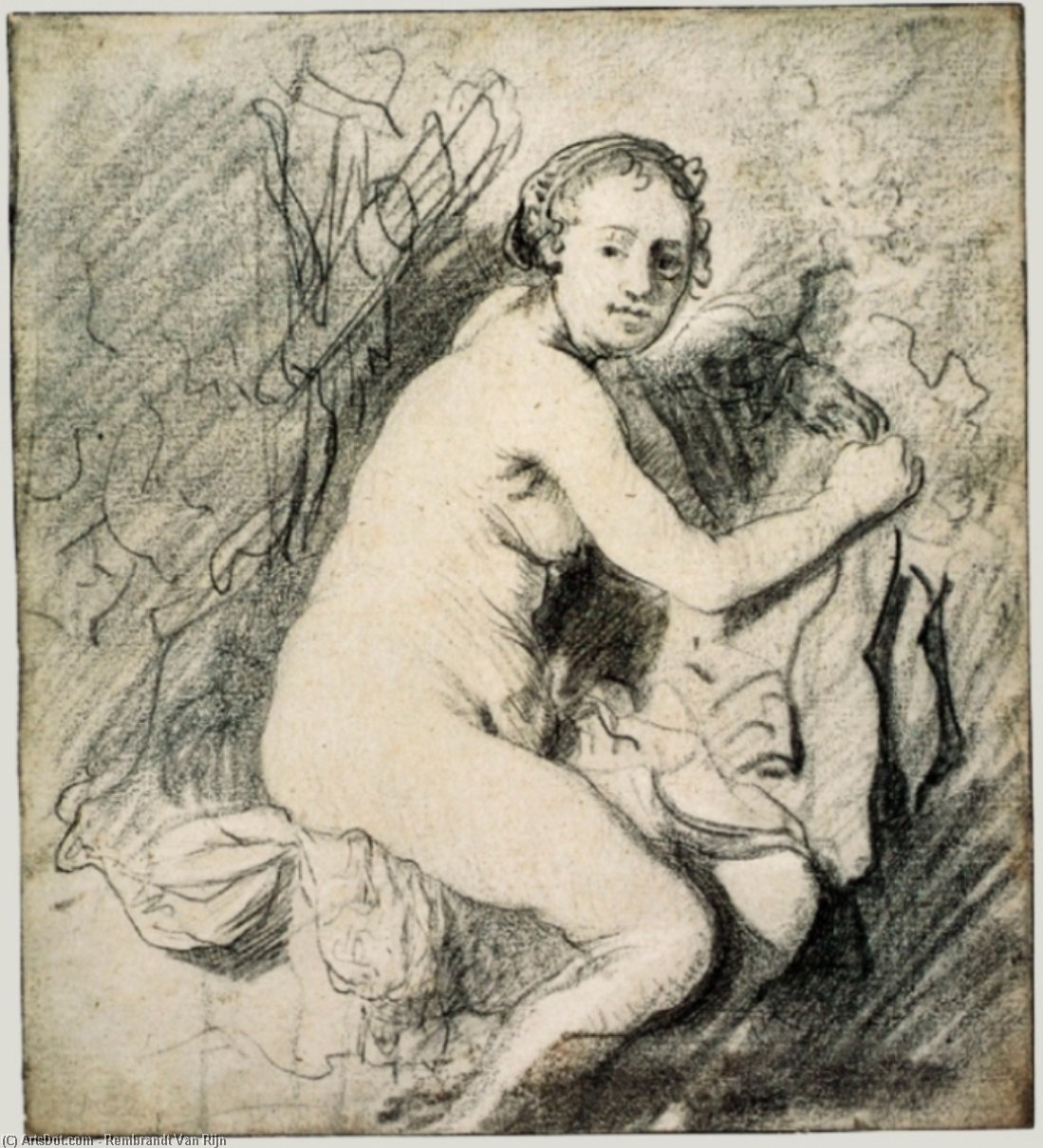 顺序 油畫 戴安娜在浴场, 1630 通过 Rembrandt Van Rijn (1606-1669, Netherlands) | ArtsDot.com