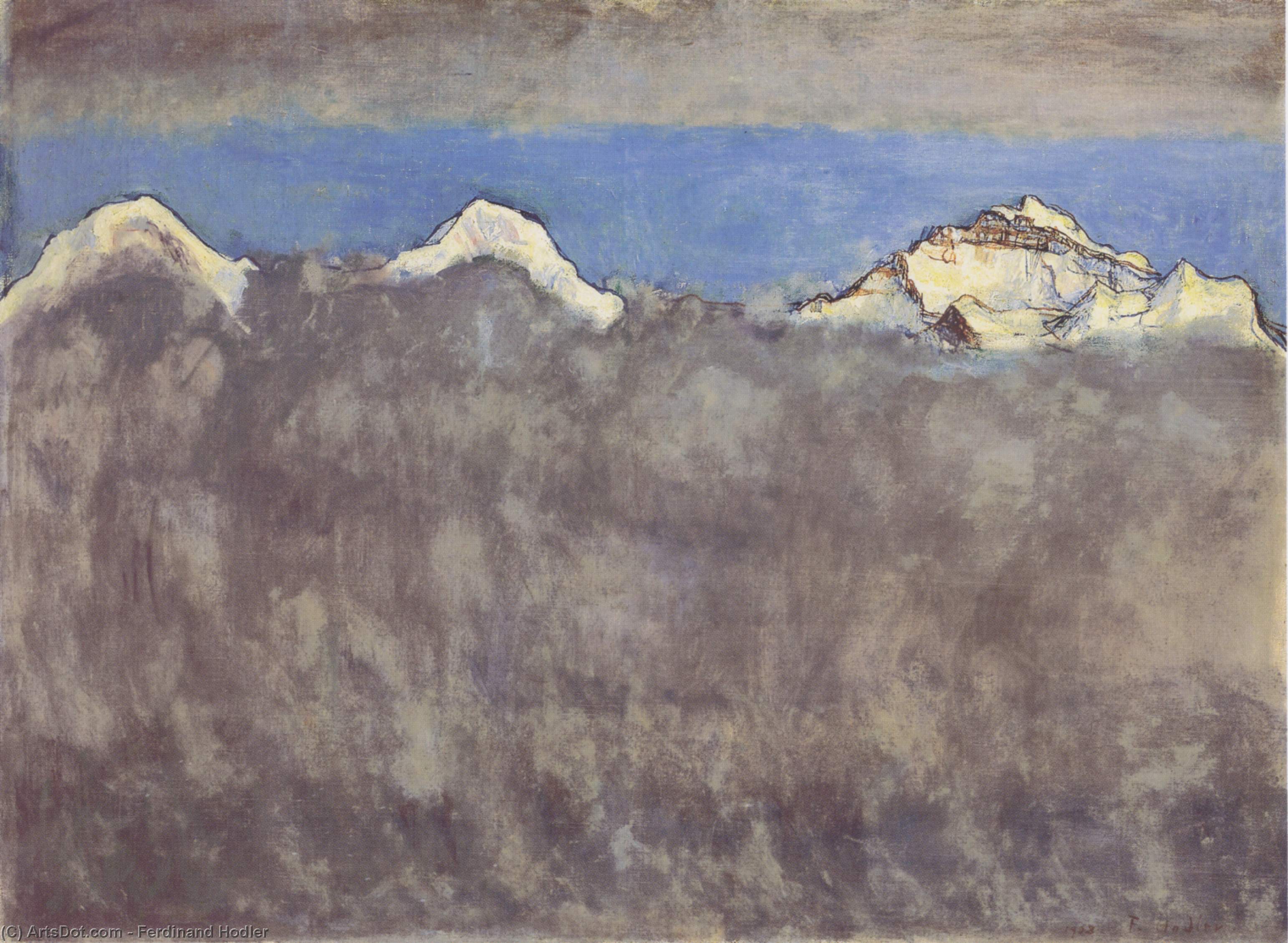Order Paintings Reproductions Jungfrau and Silverhorn, as Seen from Murren by Ferdinand Hodler (1853-1918, Switzerland) | ArtsDot.com