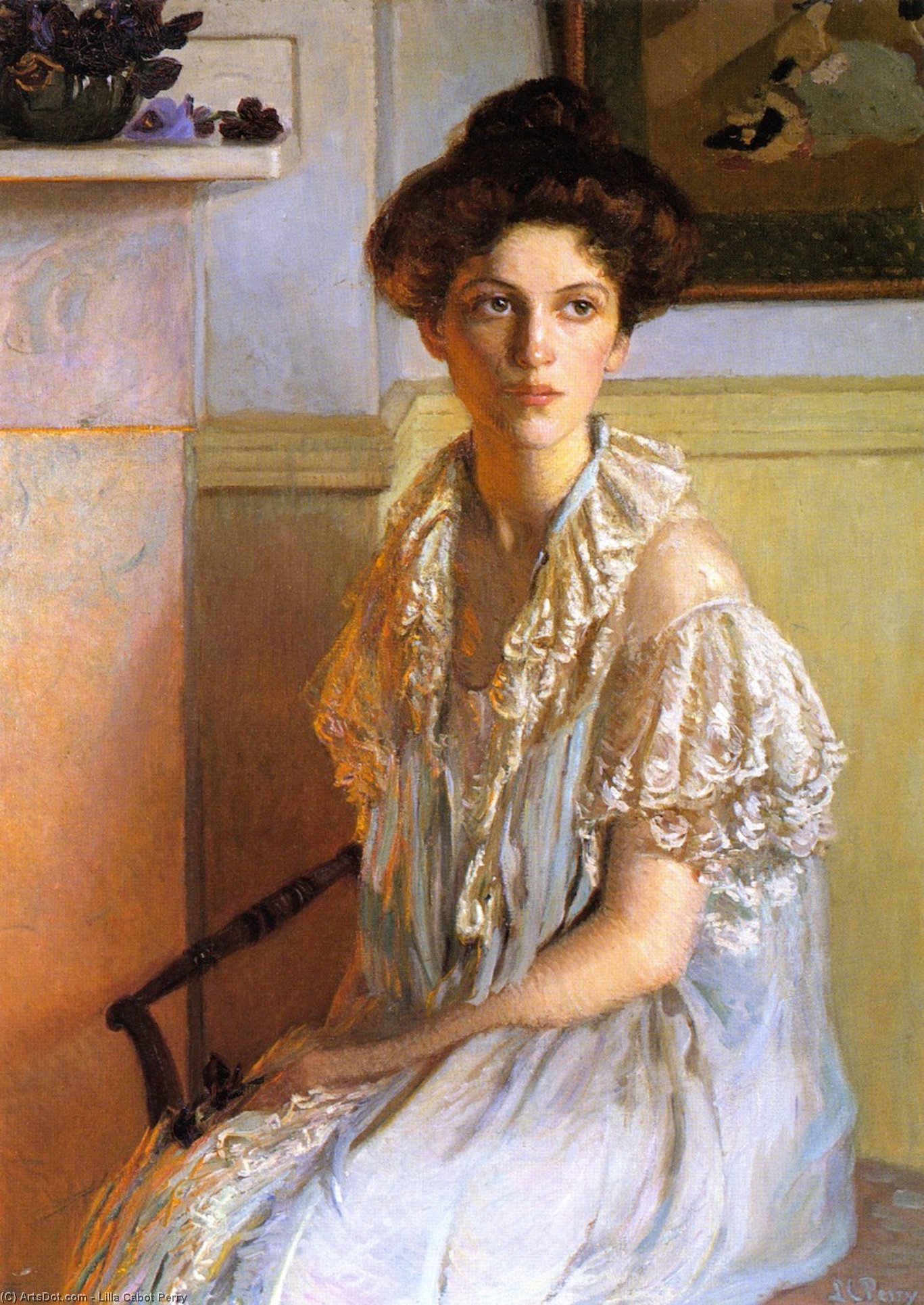 Order Art Reproductions Lady with a Bowl of Violets, 1910 by Lilla Cabot Perry (1848-1932, United States) | ArtsDot.com