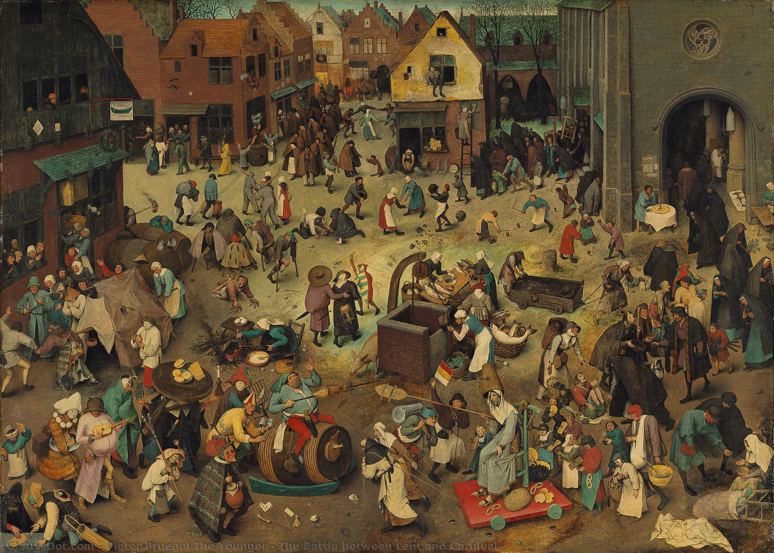 Order Artwork Replica The Battle between Lent and Carnival by Pieter Bruegel The Younger (1525-1569, Belgium) | ArtsDot.com
