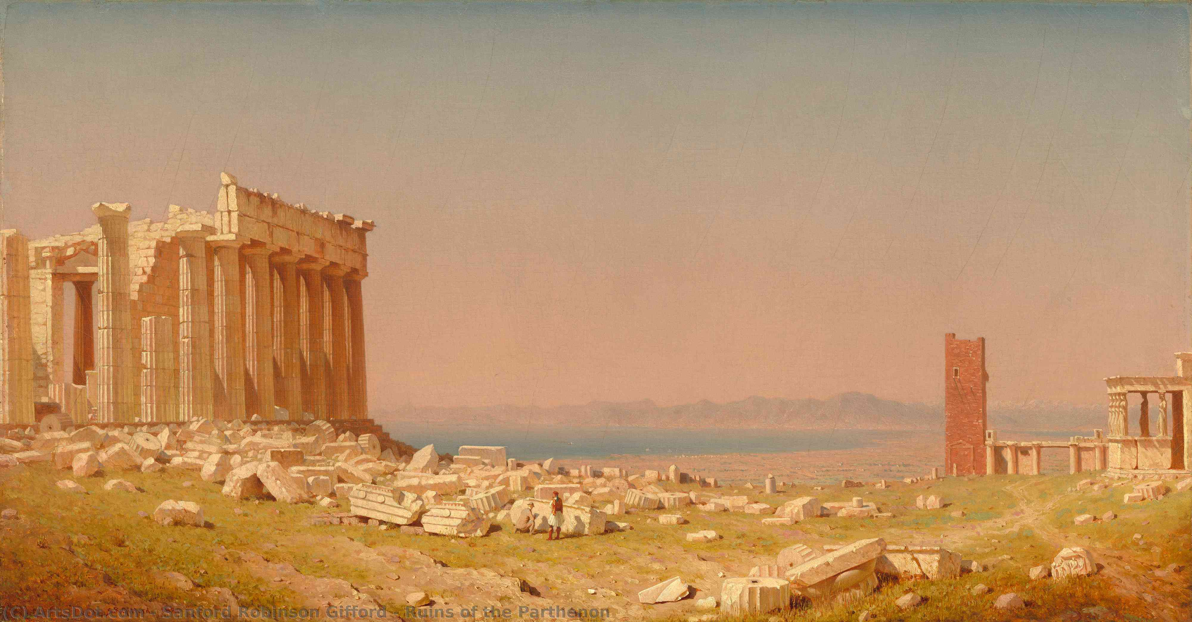 Order Oil Painting Replica Ruins of the Parthenon, 1880 by Sanford Robinson Gifford (1823-1880, United States) | ArtsDot.com
