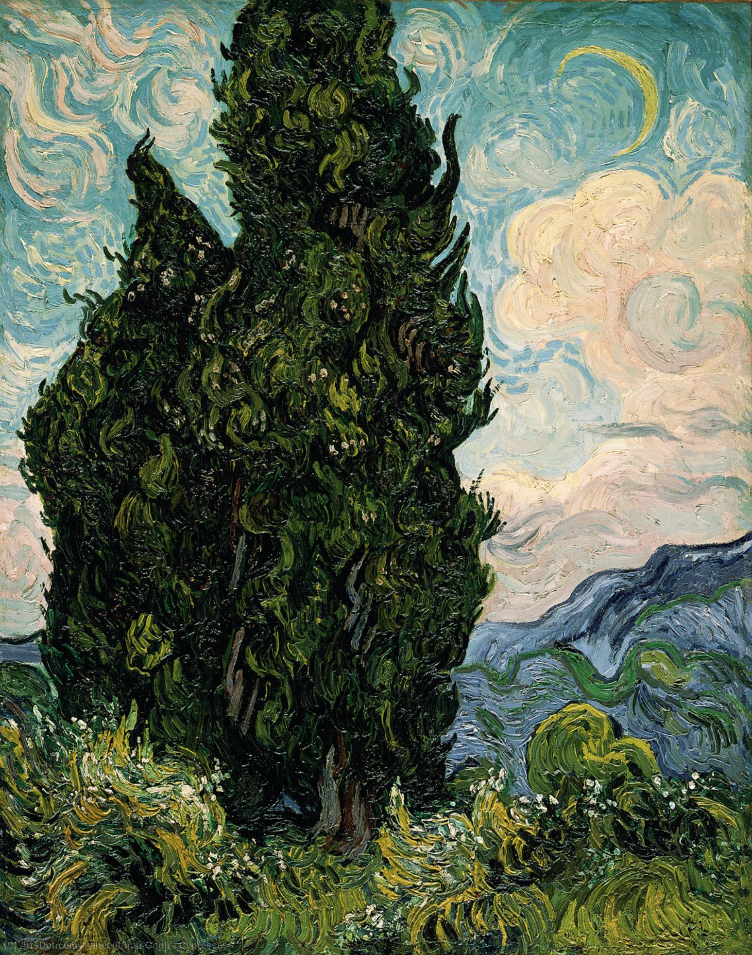 Holen Museumsqualität Prints Zypressen, 1889 von Vincent Van Gogh (1853-1890, Netherlands) | ArtsDot.com