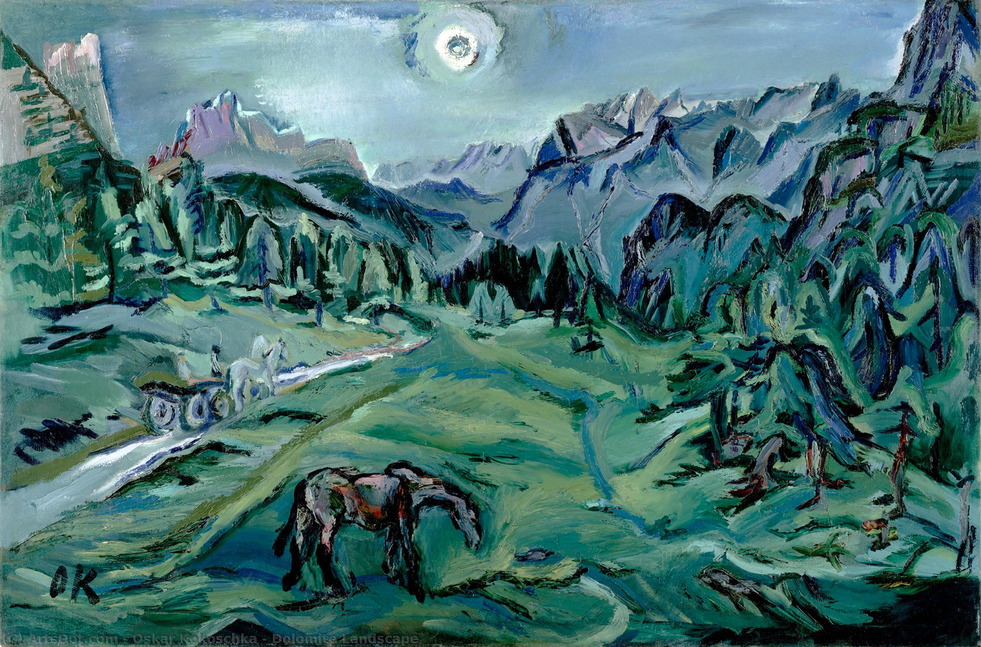 順序 「アート再現 ドロマイト景観, 1913 バイ Oskar Kokoschka (に触発された) (1886-1980, Croatia) | ArtsDot.com