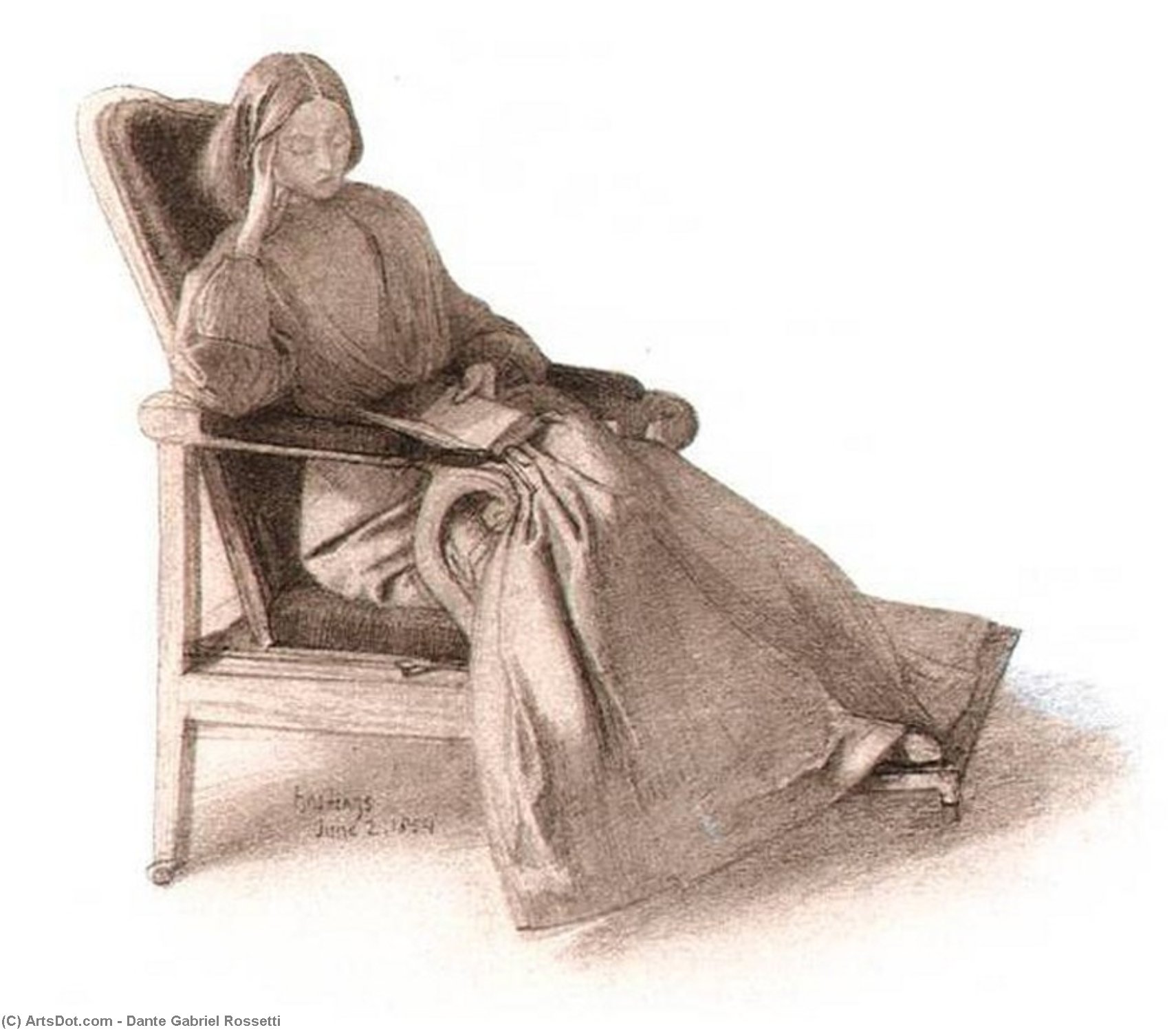 顺序 畫複製 Elizabeth Siddal 。, 1854 通过 Dante Gabriel Rossetti | ArtsDot.com