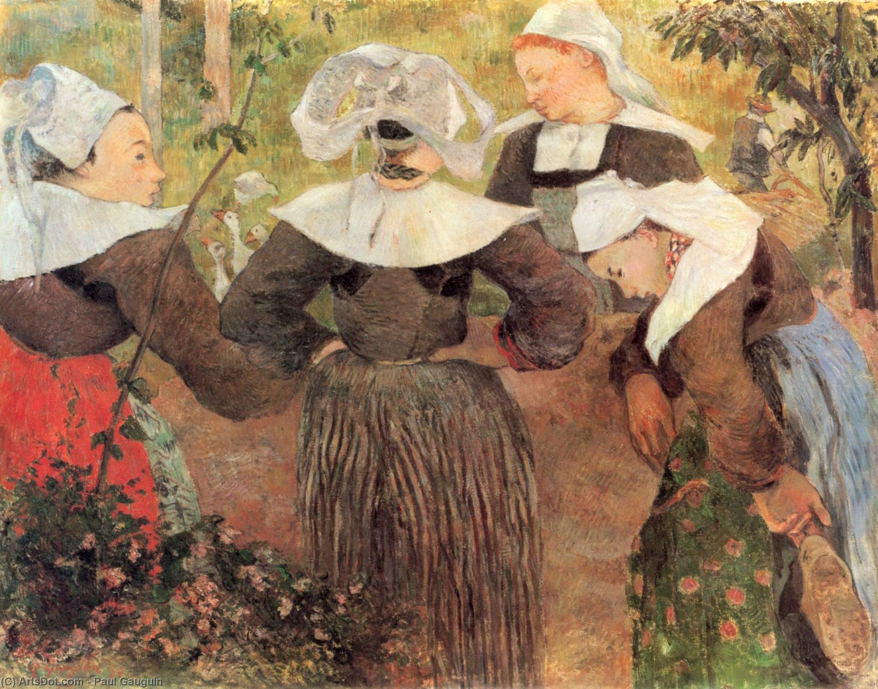 Pedir Reproducciones De Arte Cuatro Breton Women (también conocido como Breton Women Chatting), 1886 de Paul Gauguin (1848-1903, France) | ArtsDot.com