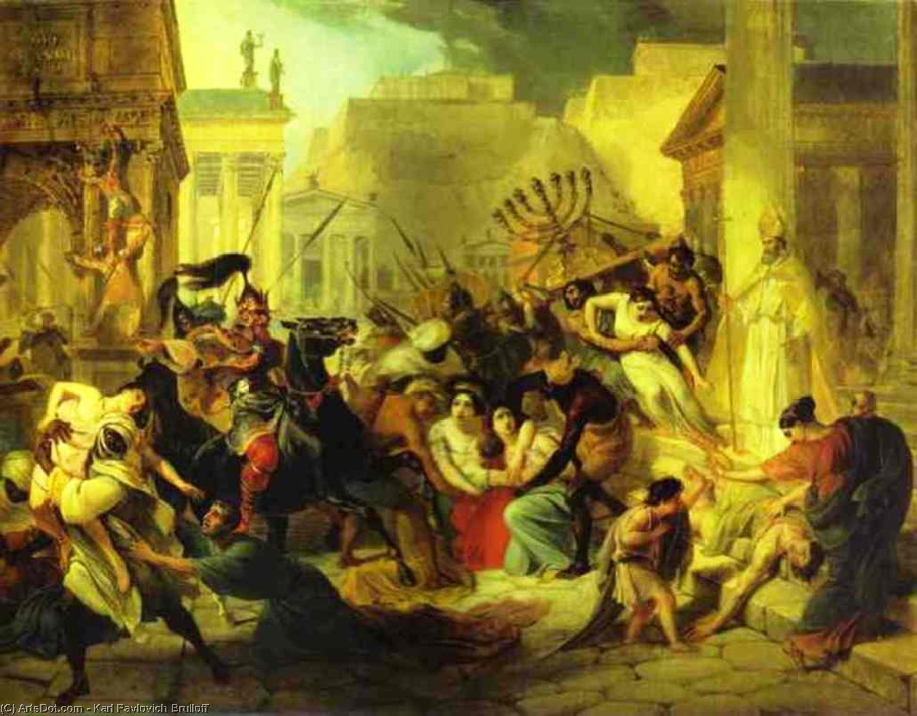 顺序 藝術再現 Genserich的入侵罗马。 研究, 1833 通过 Karl Pavlovich Brulloff (1799-1852) | ArtsDot.com