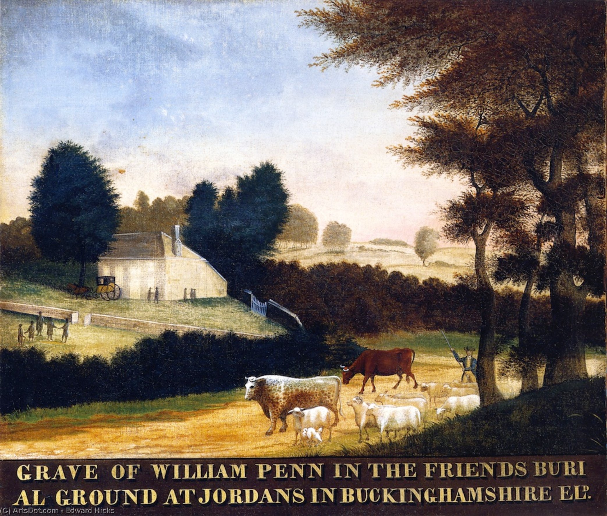 Order Oil Painting Replica Grave of William Penn at Jordans in England, 1847 by Edward Hicks (1780-1849, United States) | ArtsDot.com