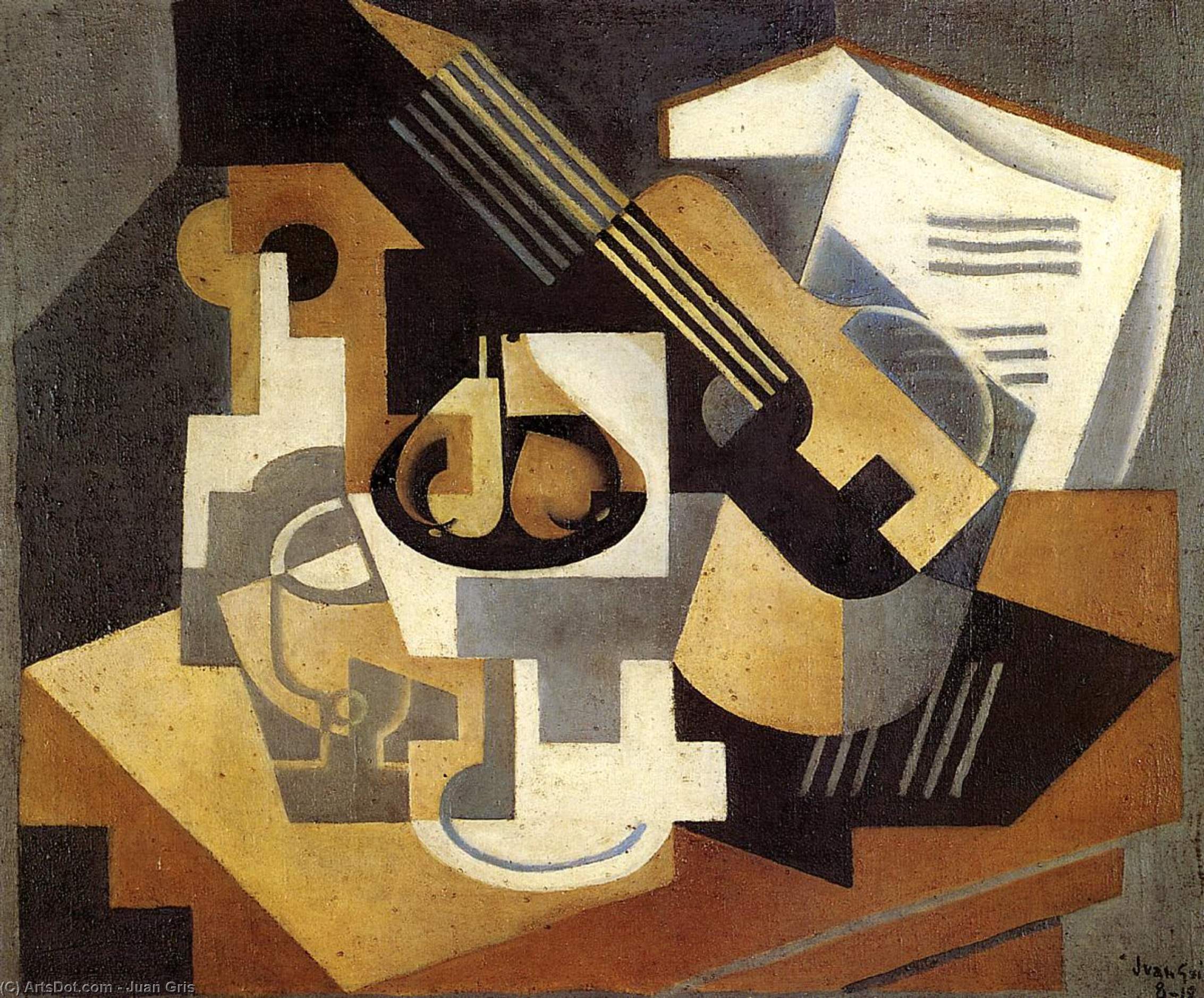 Comprar Reproducciones De Arte Del Museo Plato de guitarra y fruta, 1919 de Juan Gris (1887-1927, Spain) | ArtsDot.com