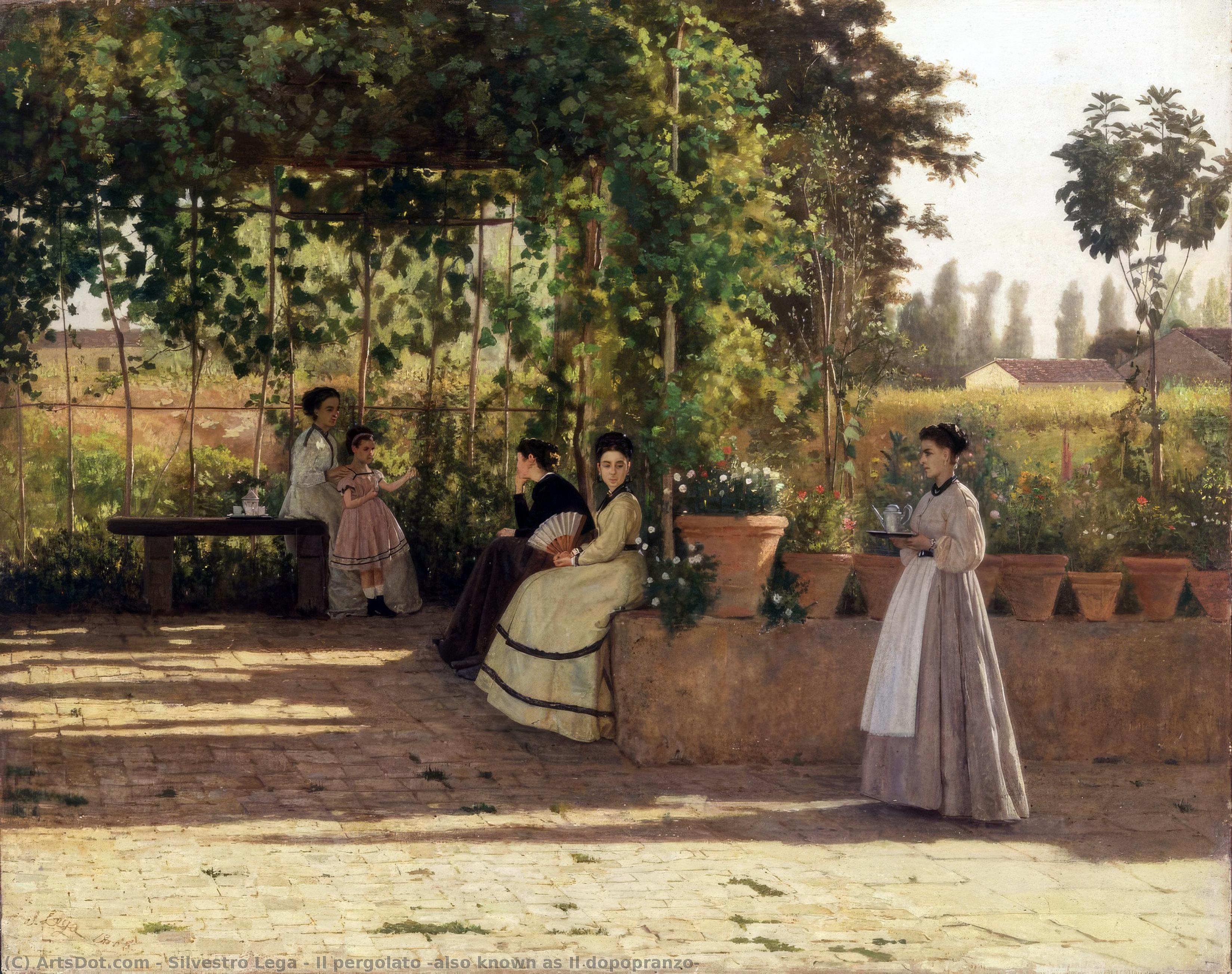 顺序 藝術再現 Il pergolato (也称为Il dopopranzo), 1868 通过 Silvestro Lega (1826-1895, Italy) | ArtsDot.com