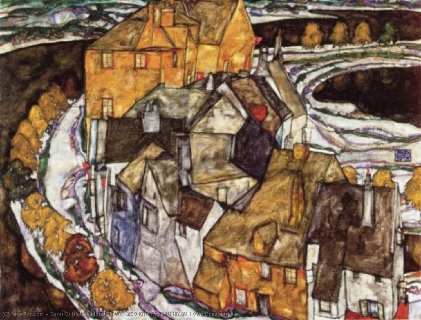 順序 絵画のコピー アイランドタウン(カルポータウンクレセントIIとも呼ばれる), 1915 バイ Egon Schiele (1890-1918, Croatia) | ArtsDot.com