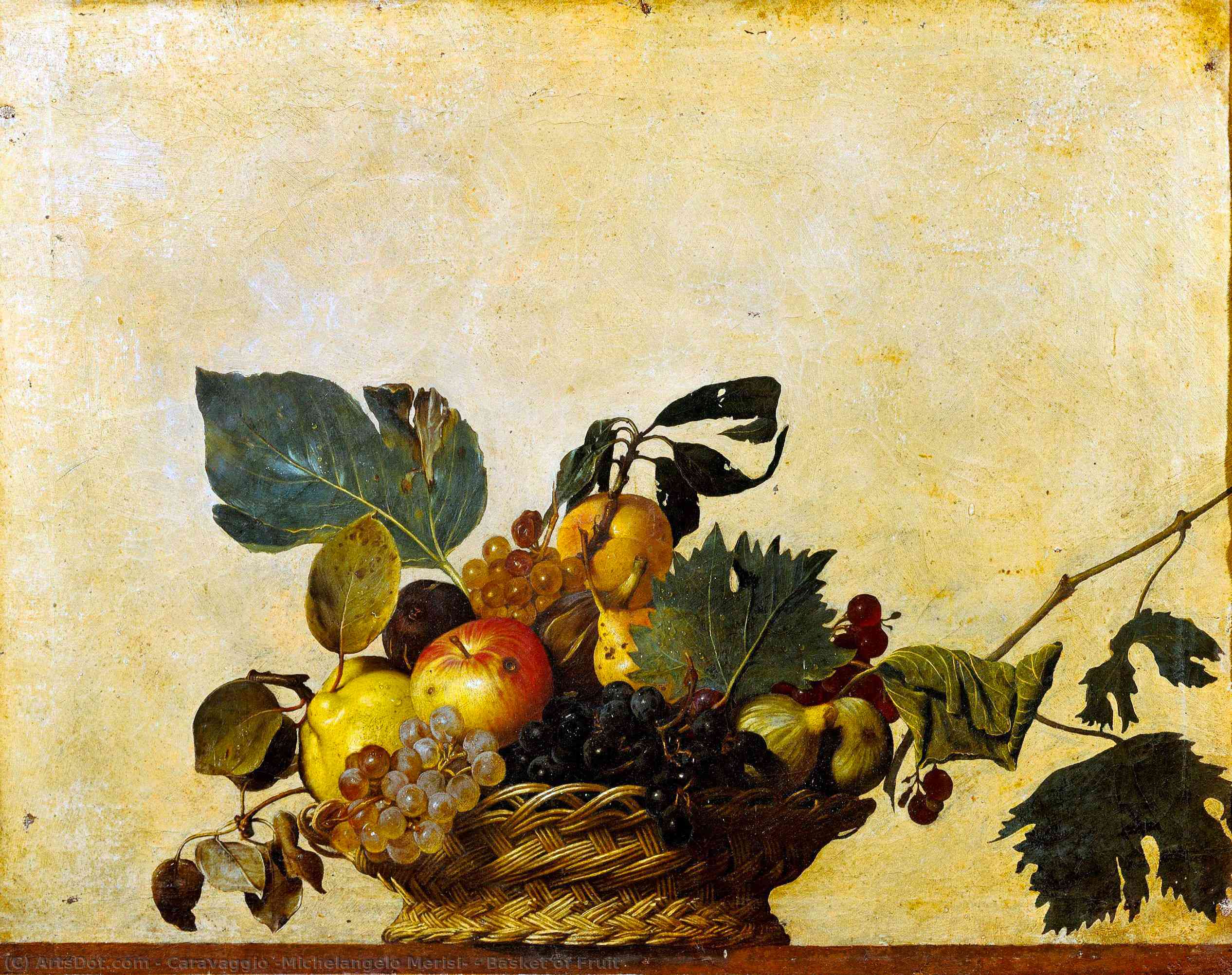 Order Art Reproductions Basket of Fruit, 1596 by Caravaggio (Michelangelo Merisi) (1571-1610, Spain) | ArtsDot.com