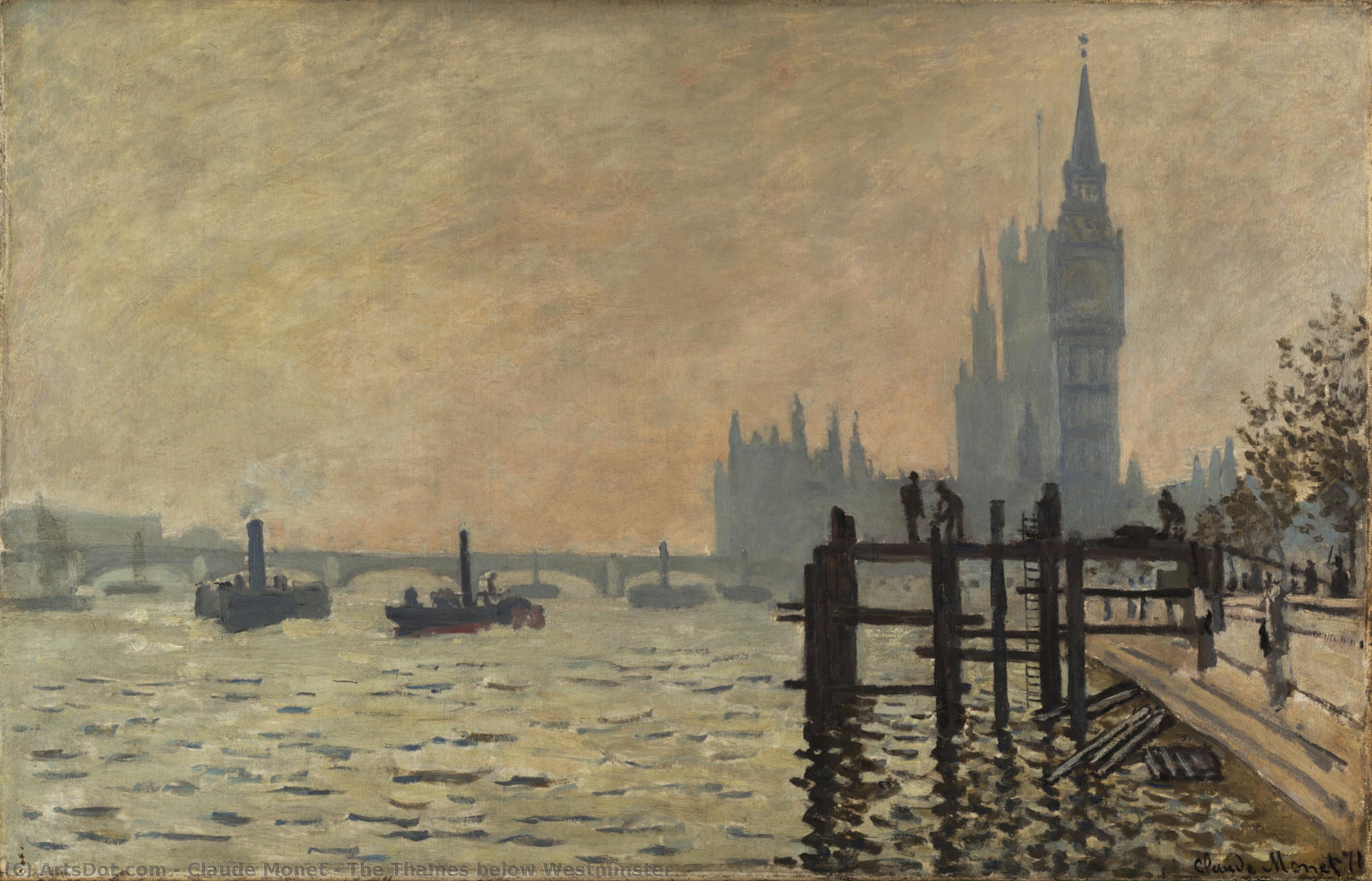 Order Art Reproductions The Thames below Westminster, 1871 by Claude Monet (1840-1926, France) | ArtsDot.com
