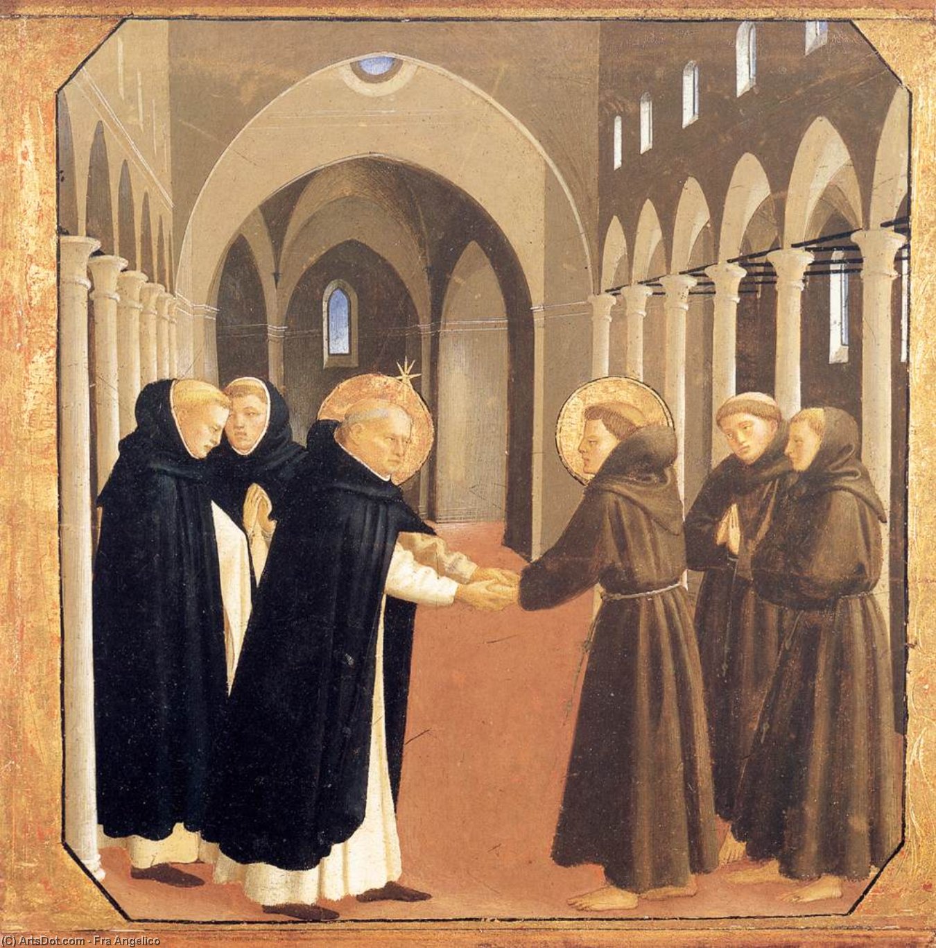 Order Paintings Reproductions The Meeting of Sts Dominic and Francis of Assisi, 1434 by Fra Angelico (1395-1455, Italy) | ArtsDot.com