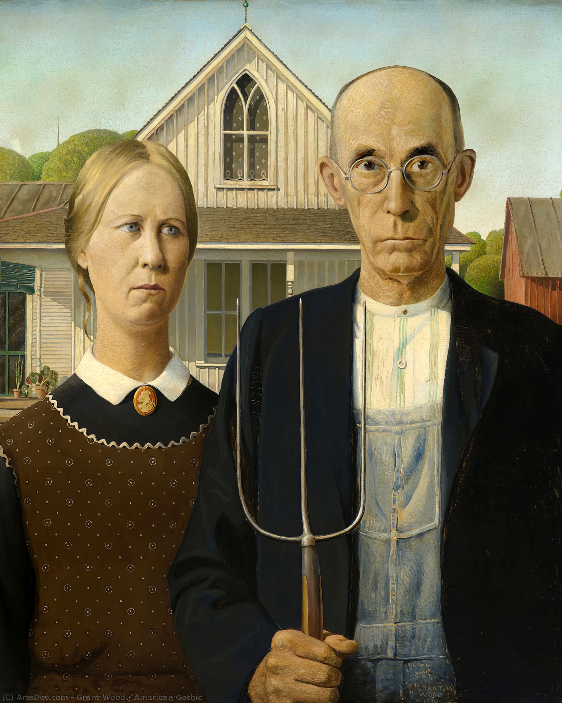 Order Art Reproductions American Gothic, 1930 by Grant Wood (1891-1942, United States) | ArtsDot.com