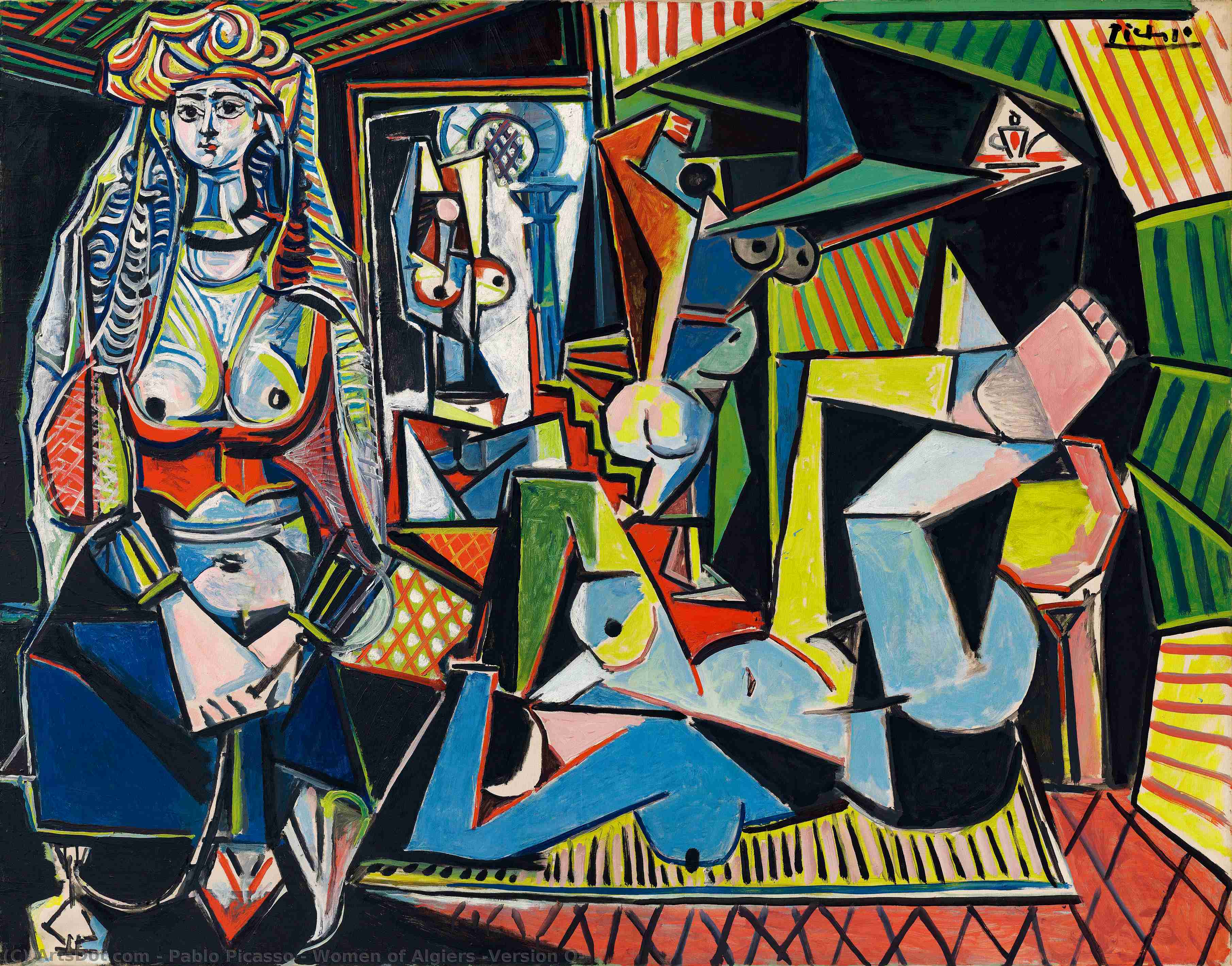 順序 絵画のコピー アルジェの女性(バージョンO), 1955 バイ Pablo Picasso (に触発された) (1881-1973, Spain) | ArtsDot.com