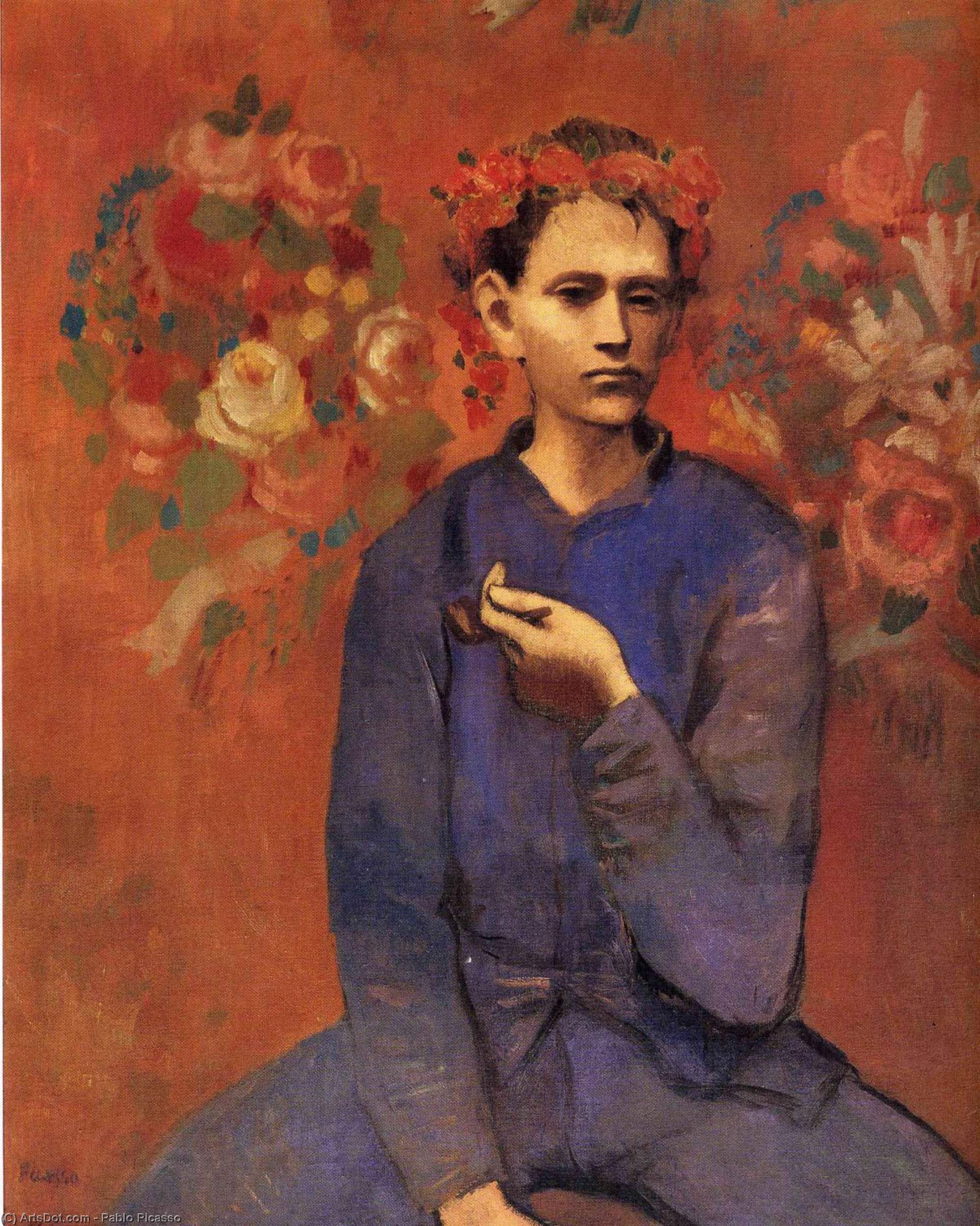 順序 絵画のコピー パイプ付き男の子, 1905 バイ Pablo Picasso (に触発された) (1881-1973, Spain) | ArtsDot.com