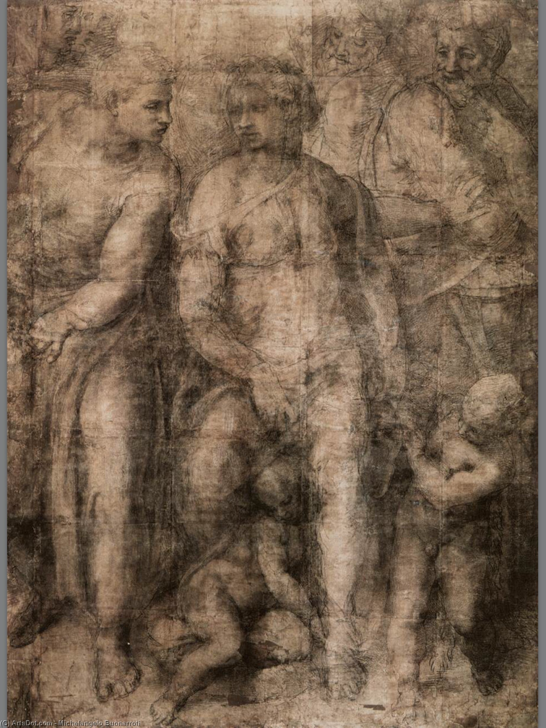 順序 絵画のコピー エピファニー。, 1550 バイ Michelangelo Buonarroti (1475-1564, Italy) | ArtsDot.com