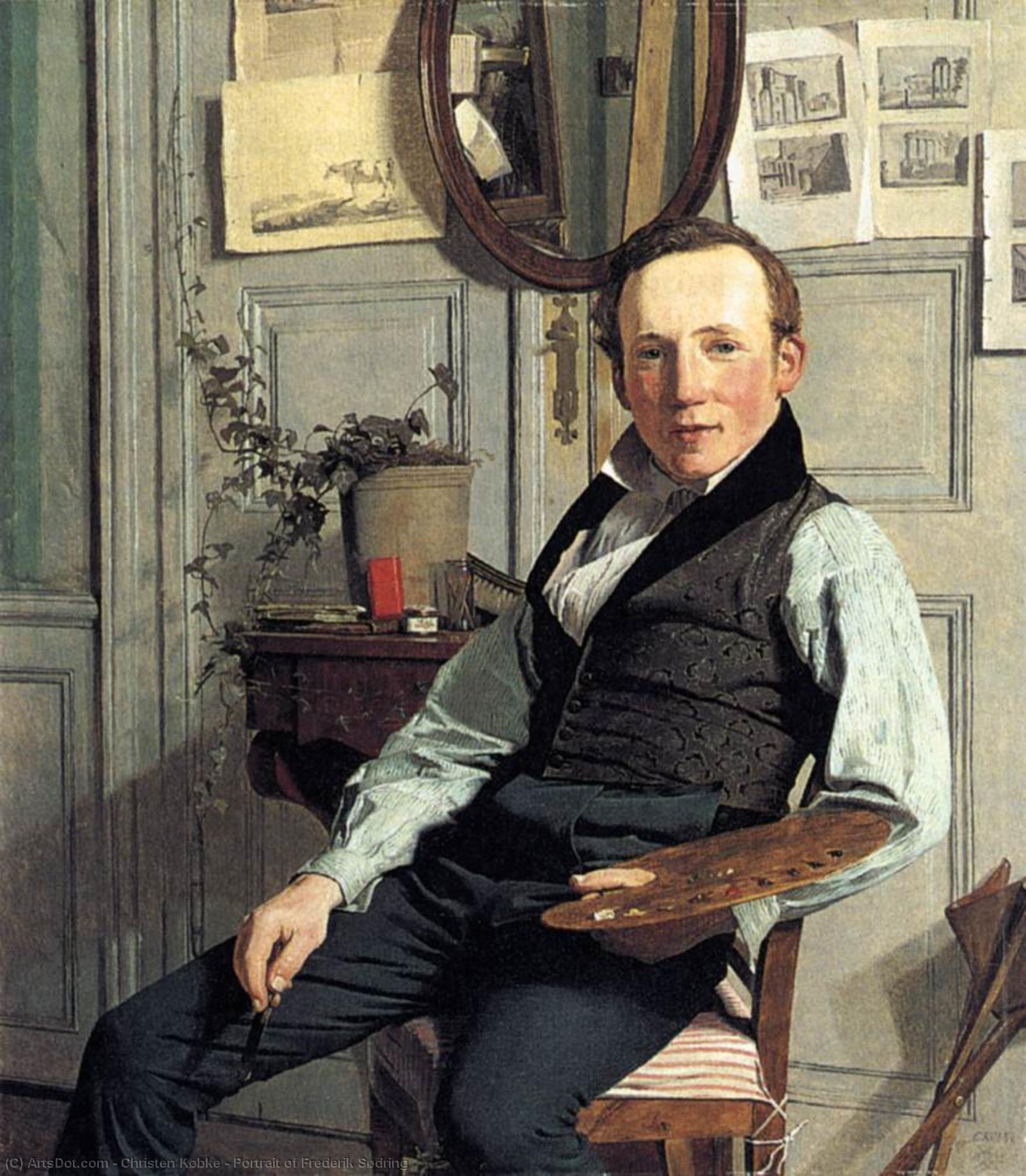 順序 「アート再現 Frederik Sødringの肖像, 1832 バイ Christen Købke (1810-1848, Denmark) | ArtsDot.com