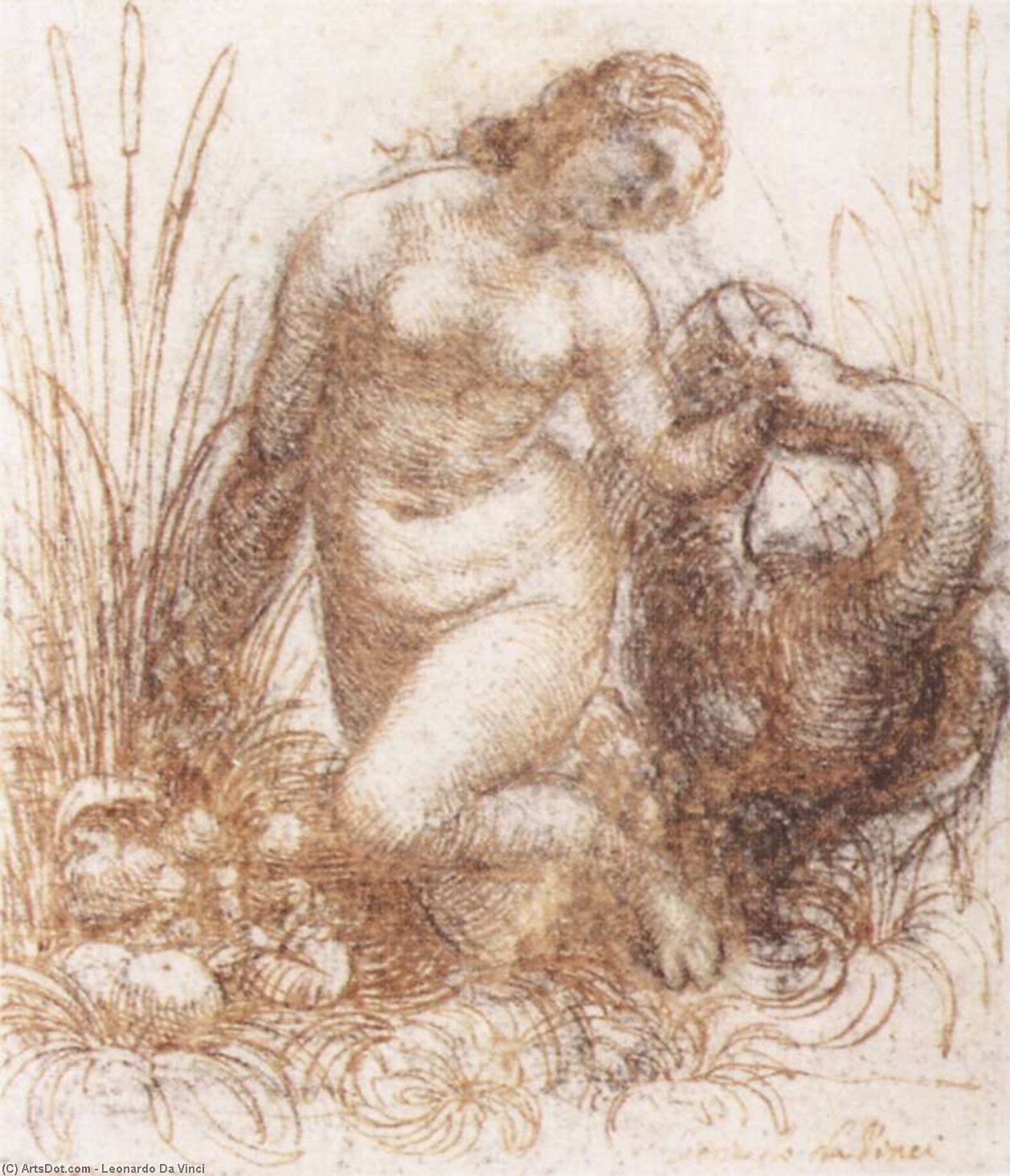 Order Artwork Replica Study for a kneeling Leda, 1503 by Leonardo Da Vinci (1452-1519, Italy) | ArtsDot.com