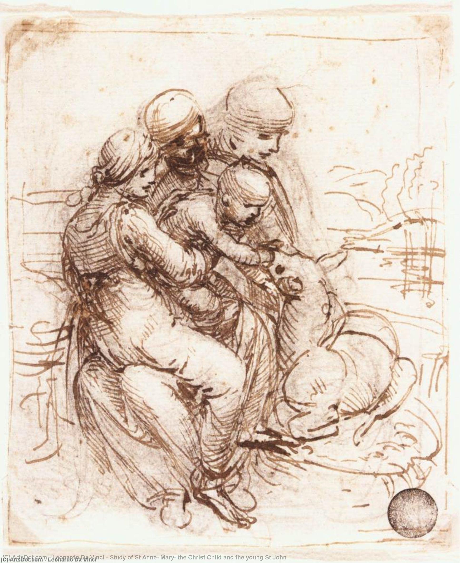 Ordinare Riproduzioni D'arte Studio di Santa Anna, Maria, il Cristo Bambino e il giovane San Giovanni, 1501 di Leonardo Da Vinci (1452-1519, Italy) | ArtsDot.com
