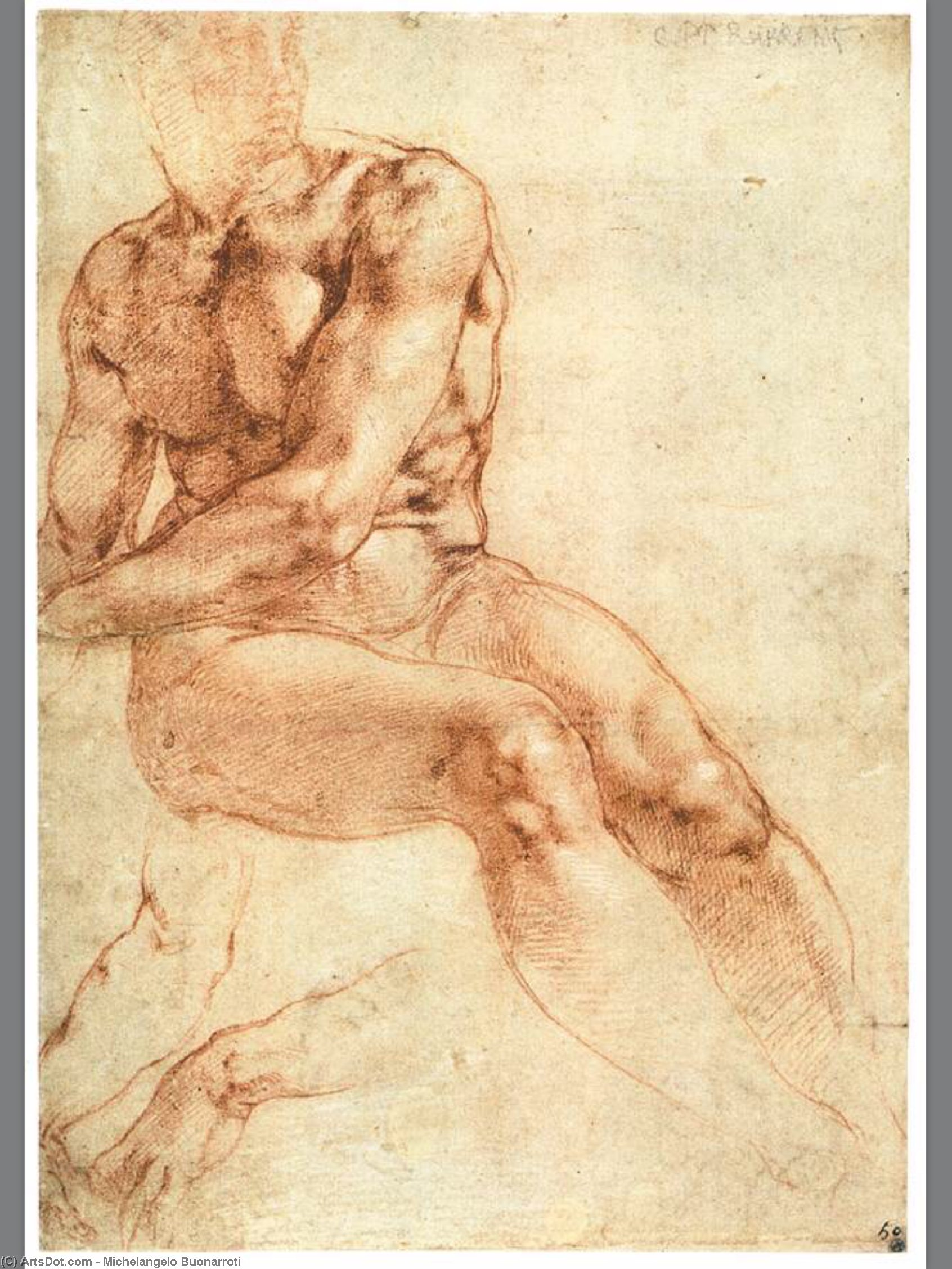 Order Paintings Reproductions Nude Study of a Sitting Youth (recto), 1511 by Michelangelo Buonarroti (1475-1564, Italy) | ArtsDot.com