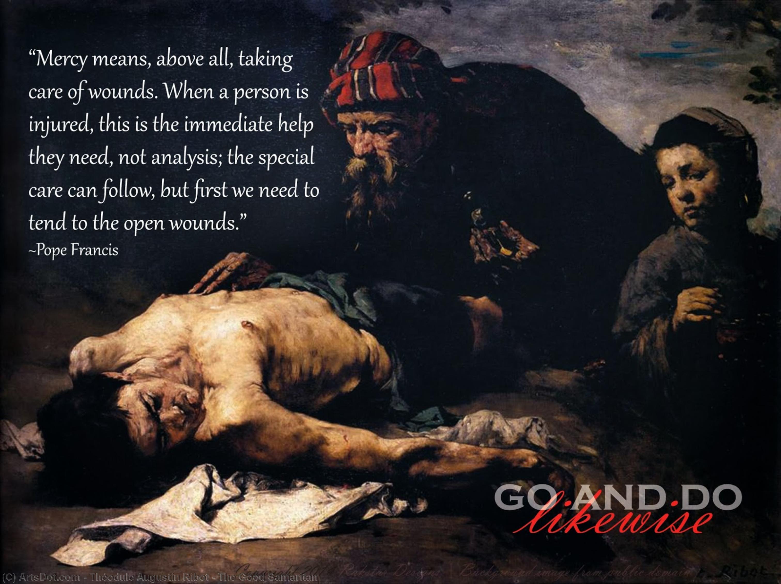 Bestellen Gemälde Reproduktionen Der gute Samariter von Theodule Augustine Ribot (1823-1891, France) | ArtsDot.com