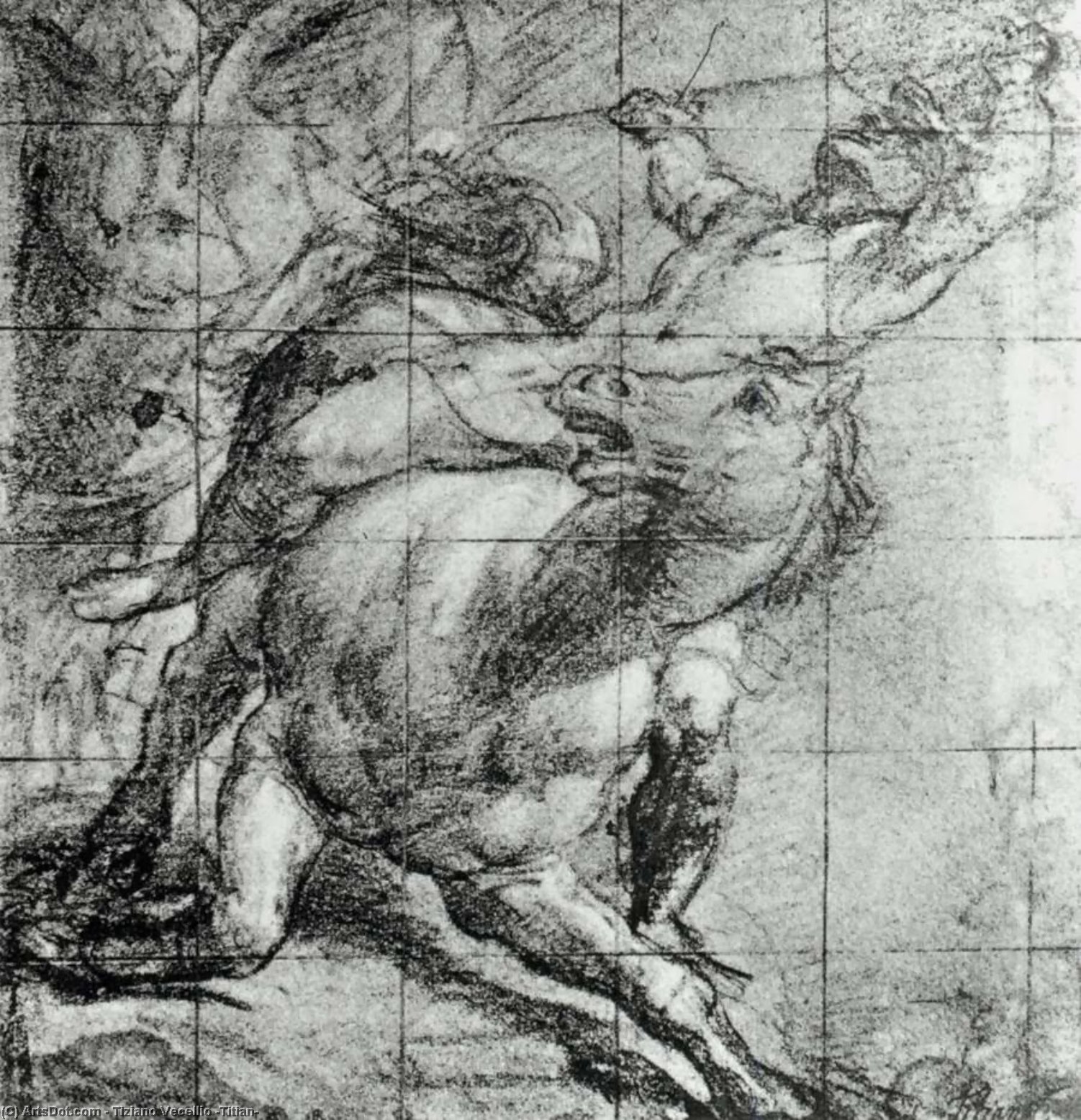 顺序 藝術再現 马和骑士。, 1537 通过 Tiziano Vecellio (Titian) (1490-1576, Italy) | ArtsDot.com