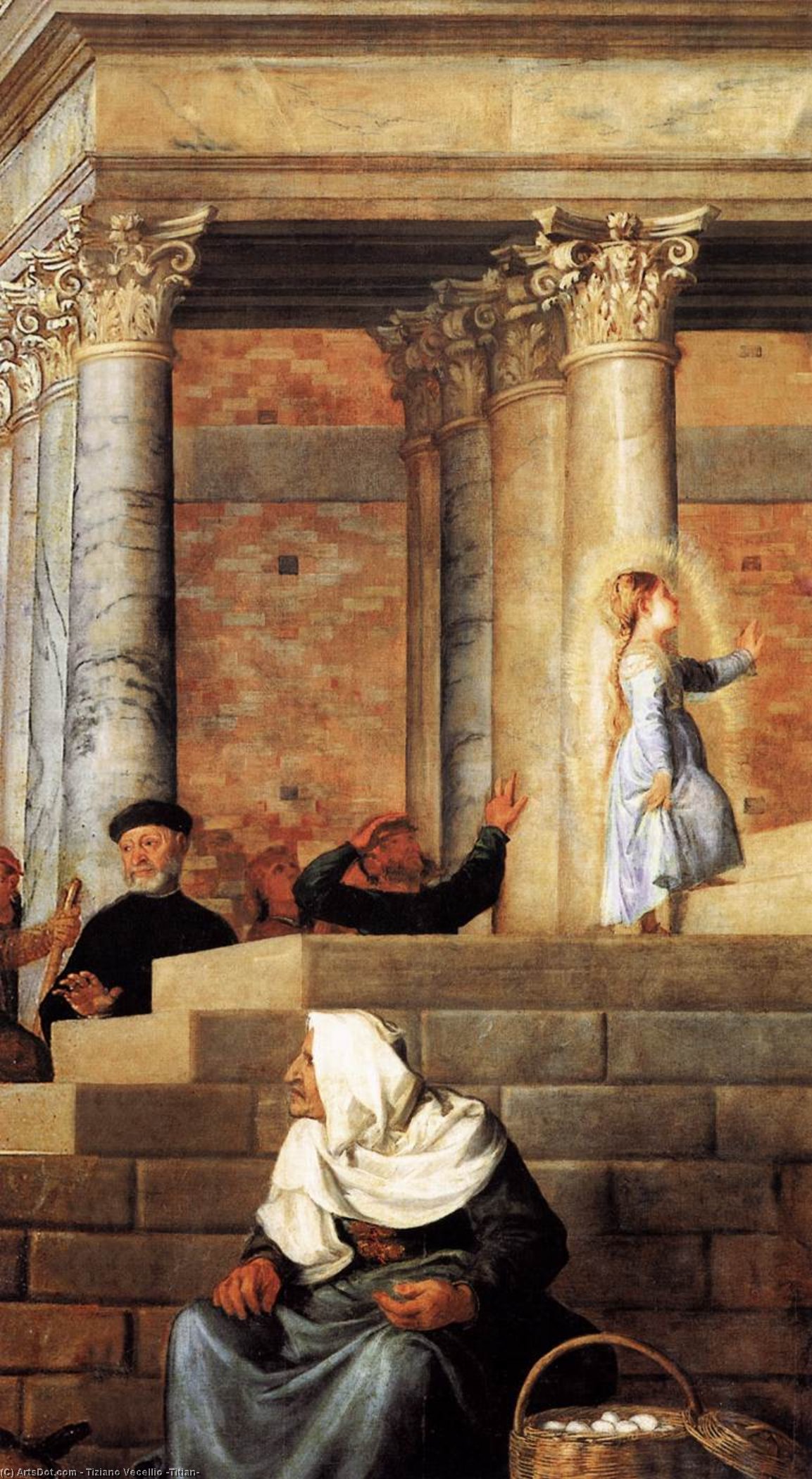 Bestellen Gemälde Reproduktionen Präsentation der Jungfrau im Tempel (Detail), 1534 von Tiziano Vecellio (Titian) (1490-1576, Italy) | ArtsDot.com