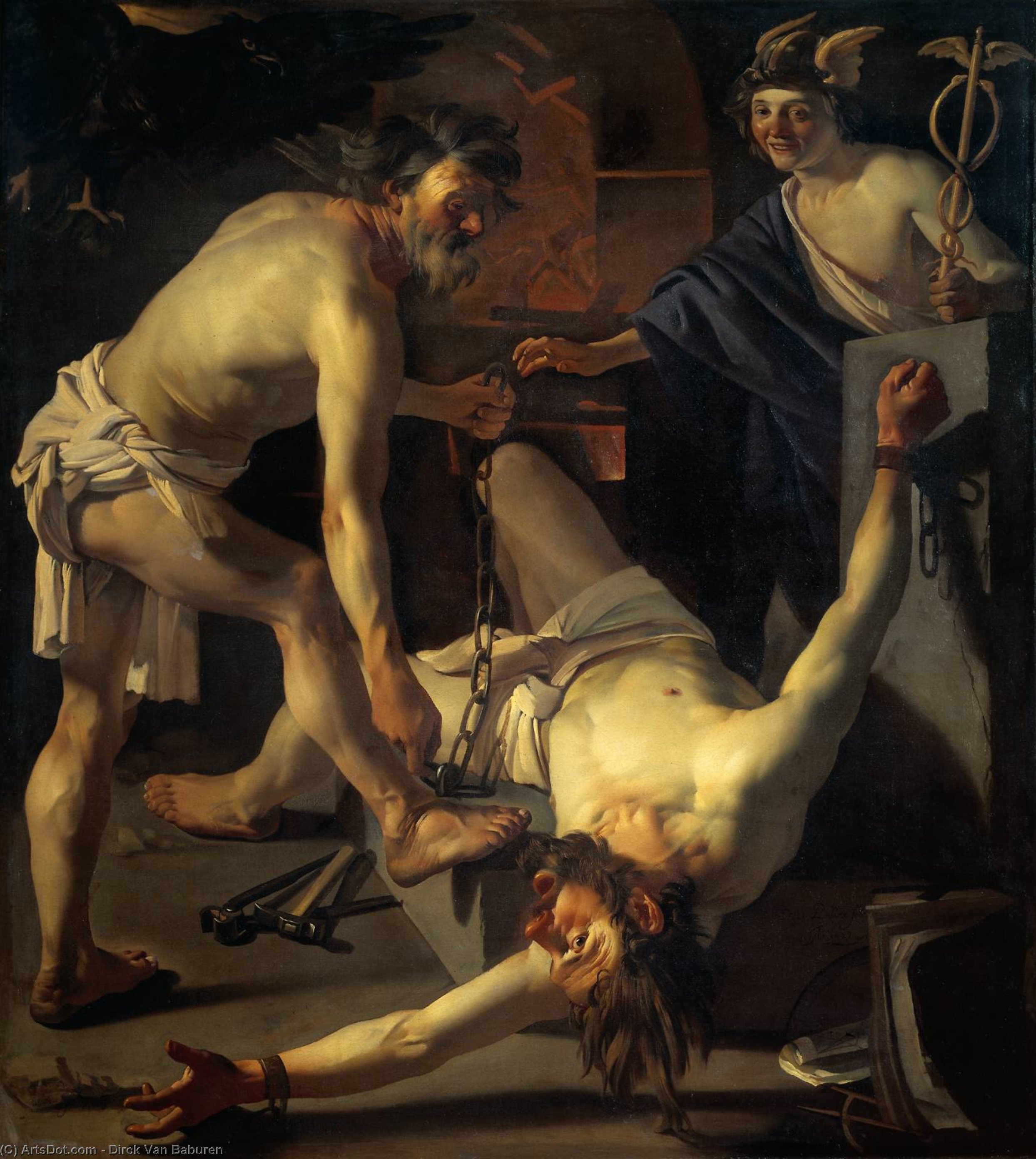 Order Oil Painting Replica Prometheus Being Chained by Vulcan, 1623 by Dirck Van Baburen (1595-1624, Netherlands) | ArtsDot.com