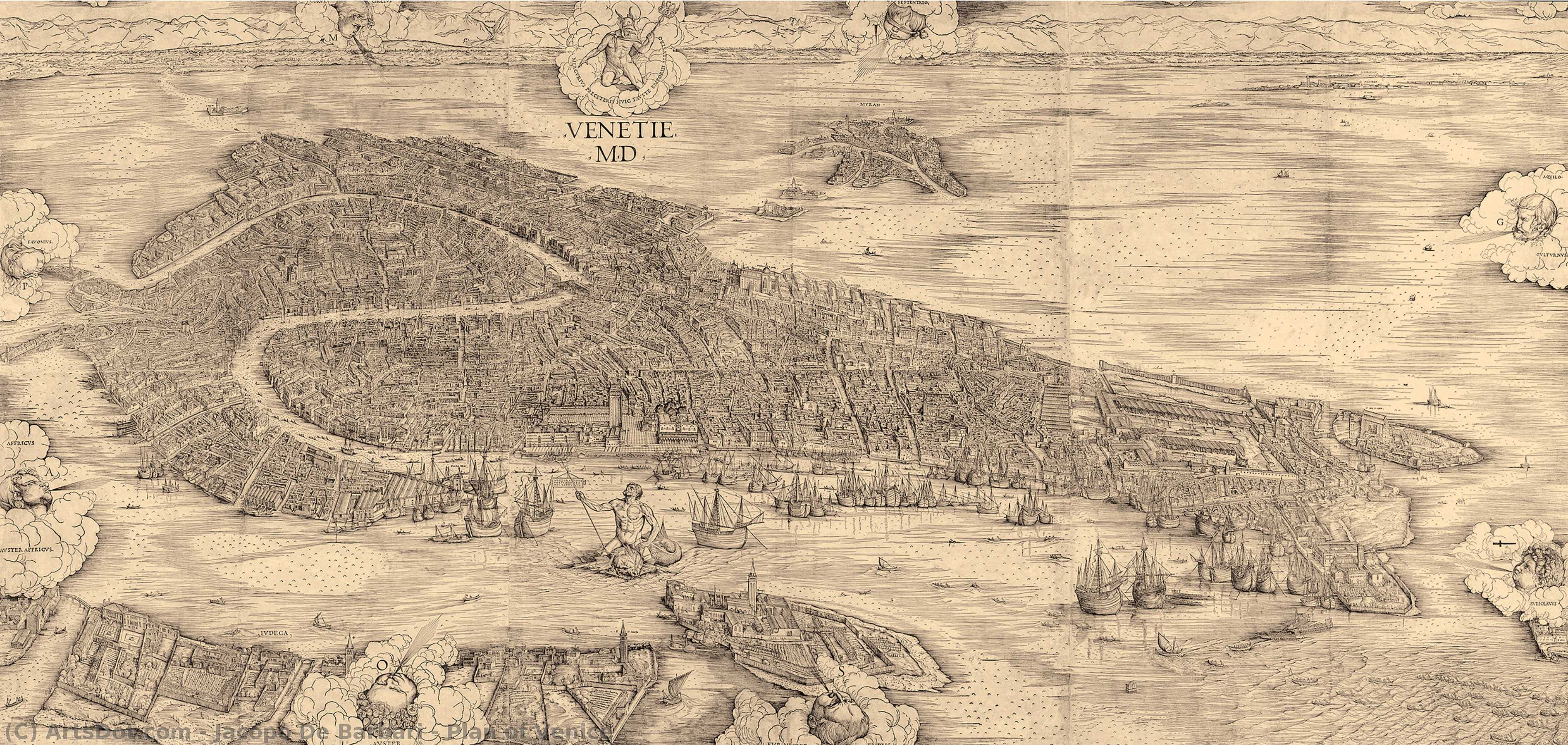 Buy Museum Art Reproductions Plan of Venice, 1500 by Jacopo De Barbari (1460-1516) | ArtsDot.com