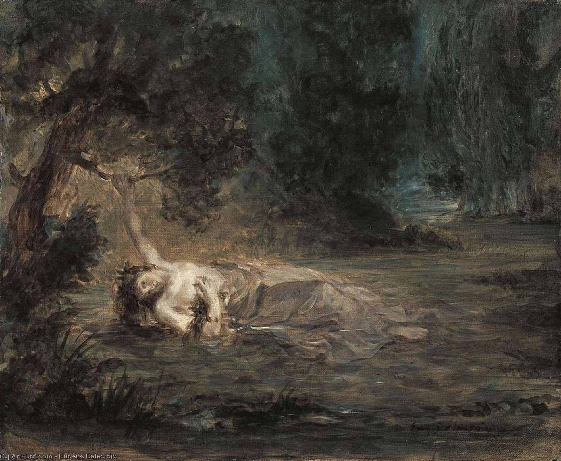 Order Oil Painting Replica The Death of Ophelia, 1838 by Eugène Delacroix (1798-1863, France) | ArtsDot.com