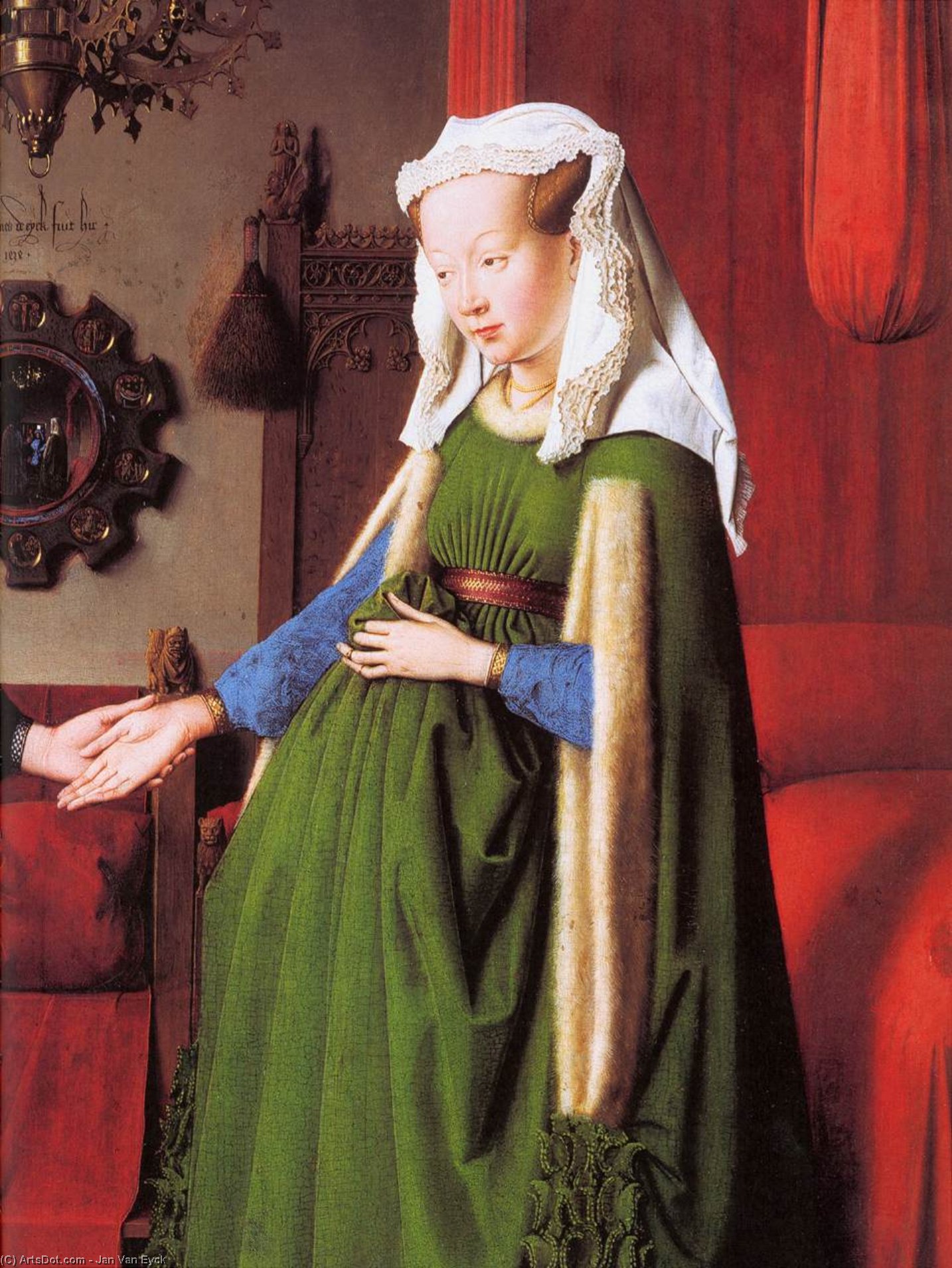 Ordinare Riproduzioni D'arte Ritratto di Giovanni Arnolfini e della sua moglie (dettaglio) (12), 1434 di Jan Van Eyck (1390-1441, Netherlands) | ArtsDot.com