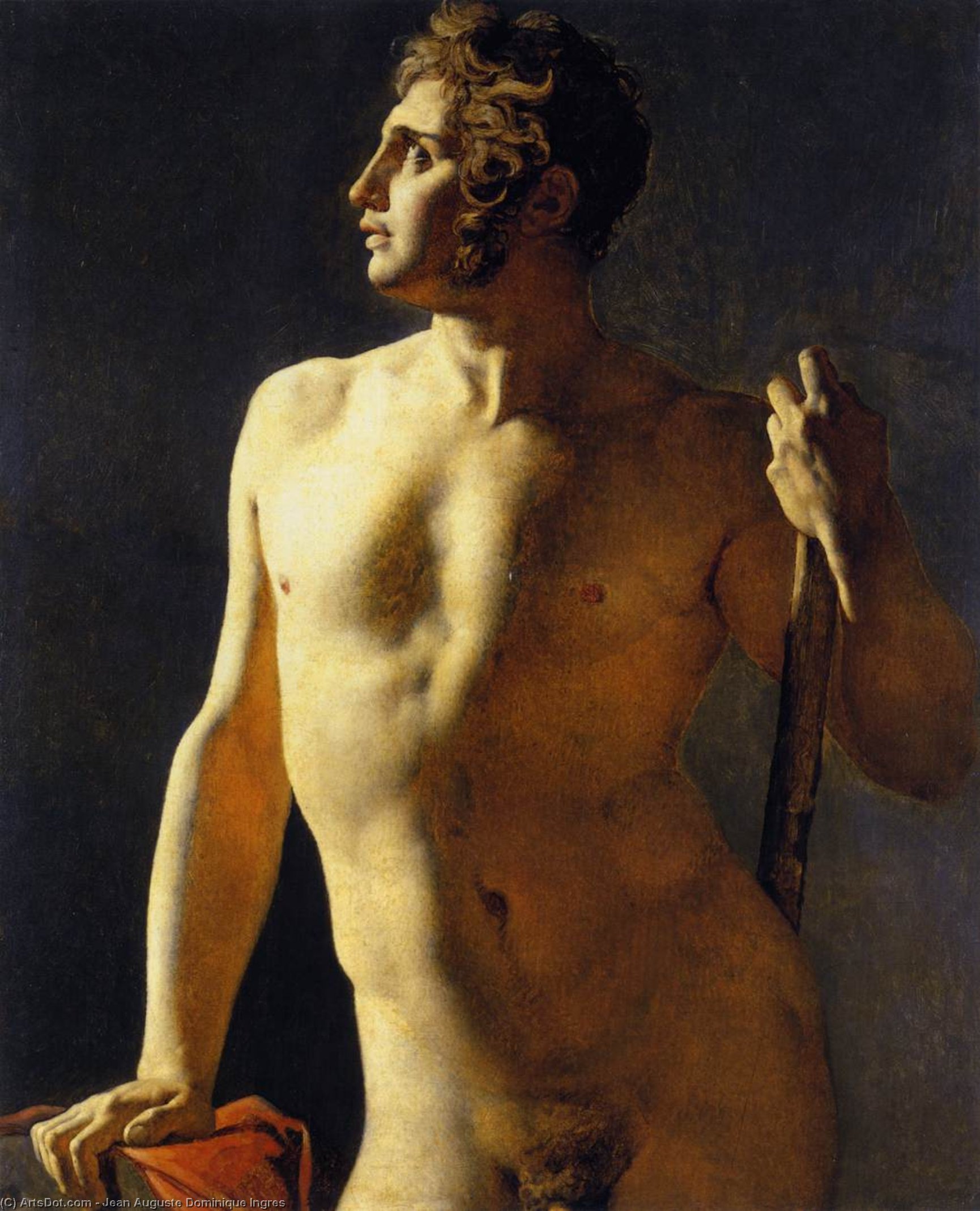 Ordinare Riproduzioni D'arte Studio di una Nuda maschile, 1801 di Jean Auguste Dominique Ingres (1780-1867, France) | ArtsDot.com