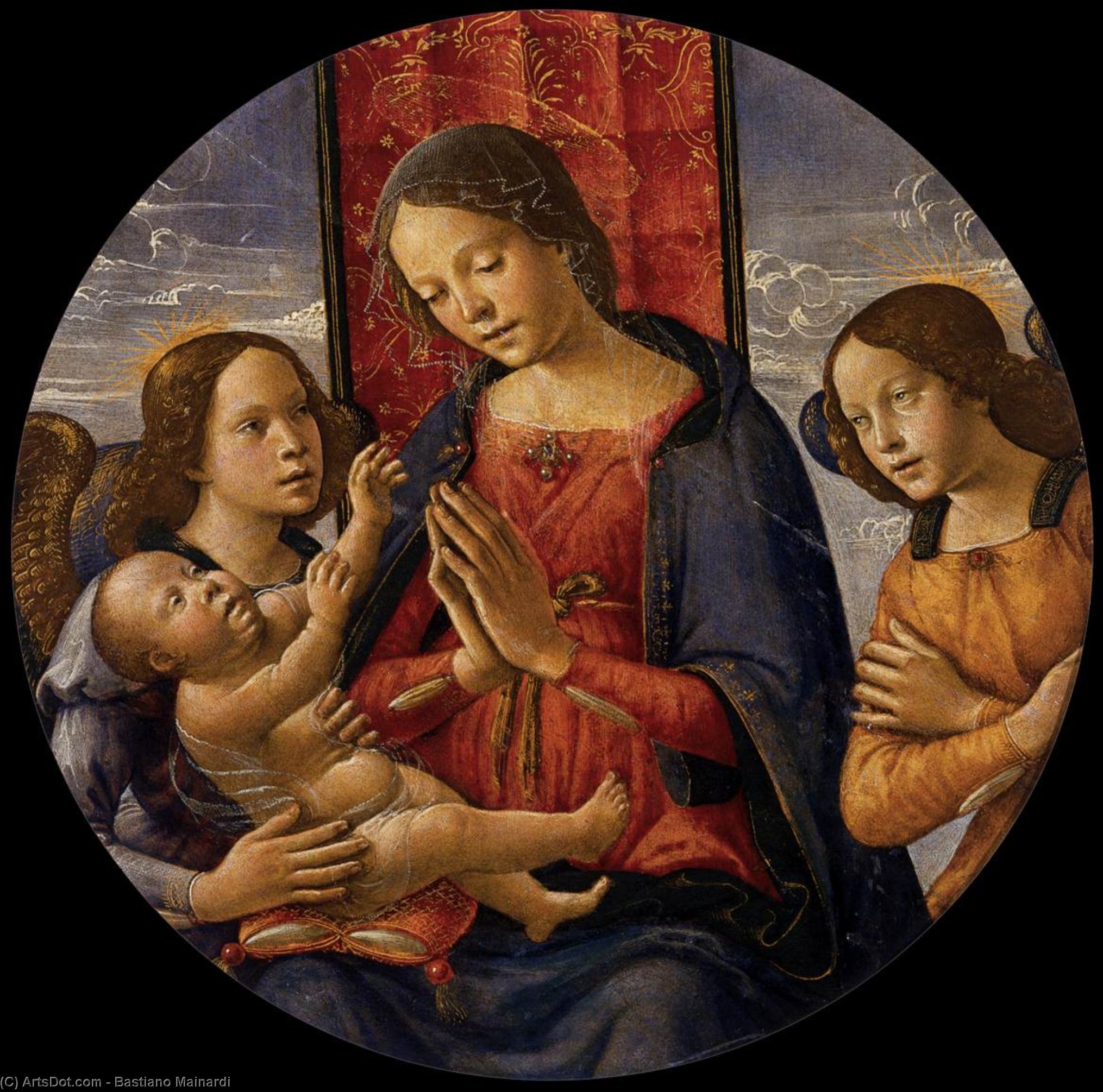 Order Art Reproductions Virgin Adoring the Child with Two Angels, 1490 by Bastiano Mainardi | ArtsDot.com